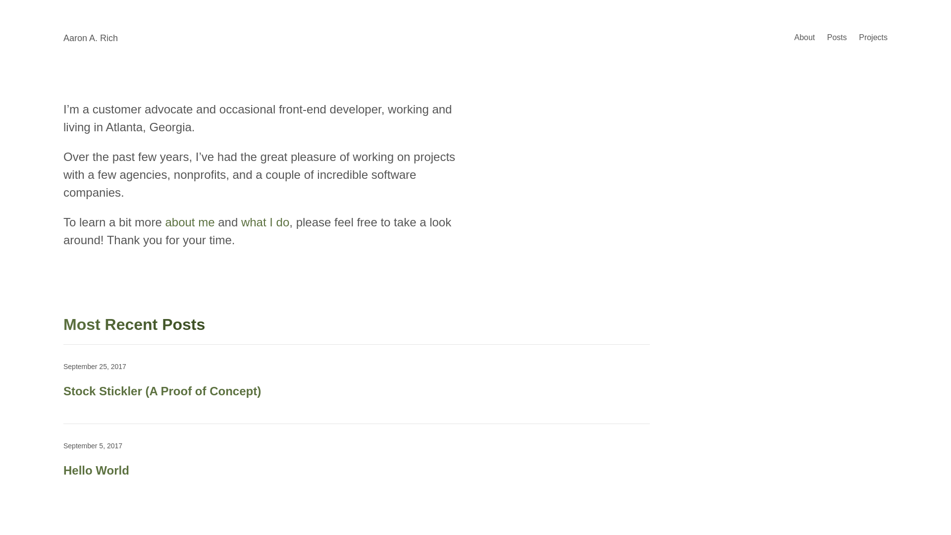 website screenshot of https://aaronarich-site.pages.dev/