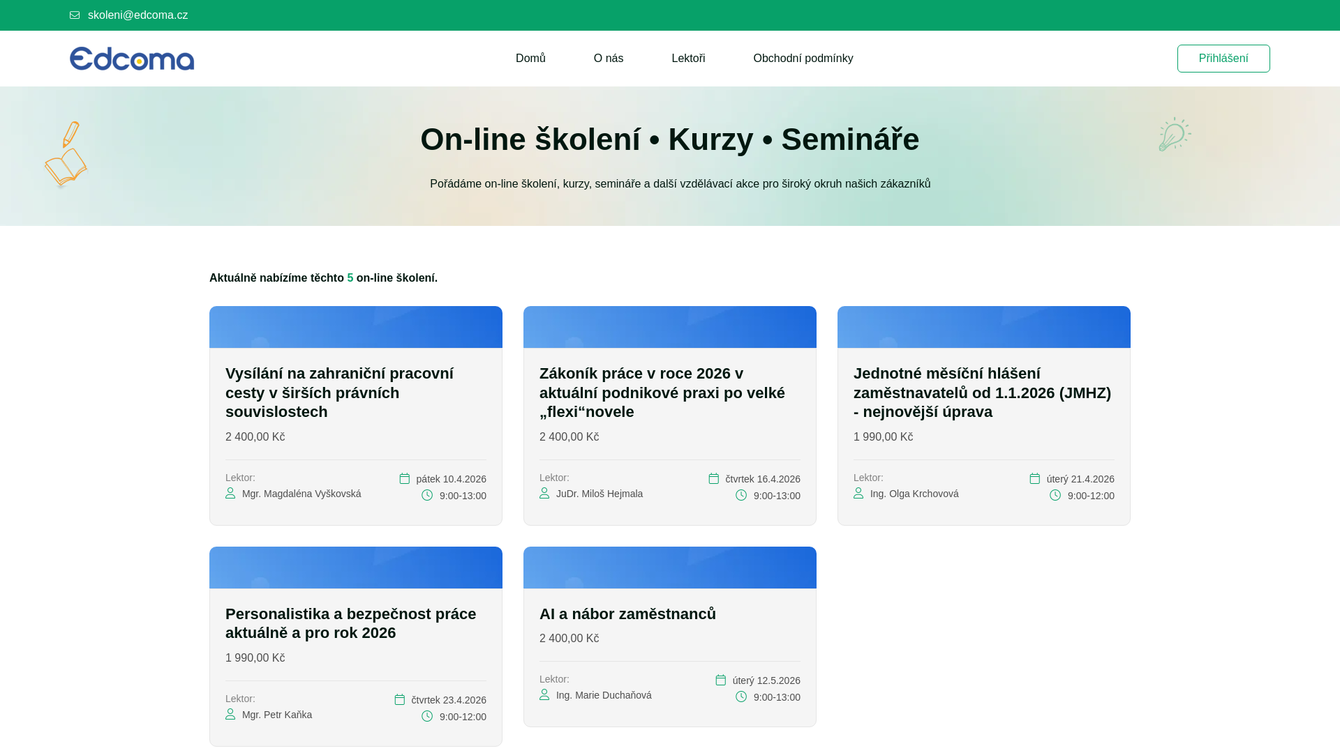 website screenshot of https://datacentrum-skoleni.cz