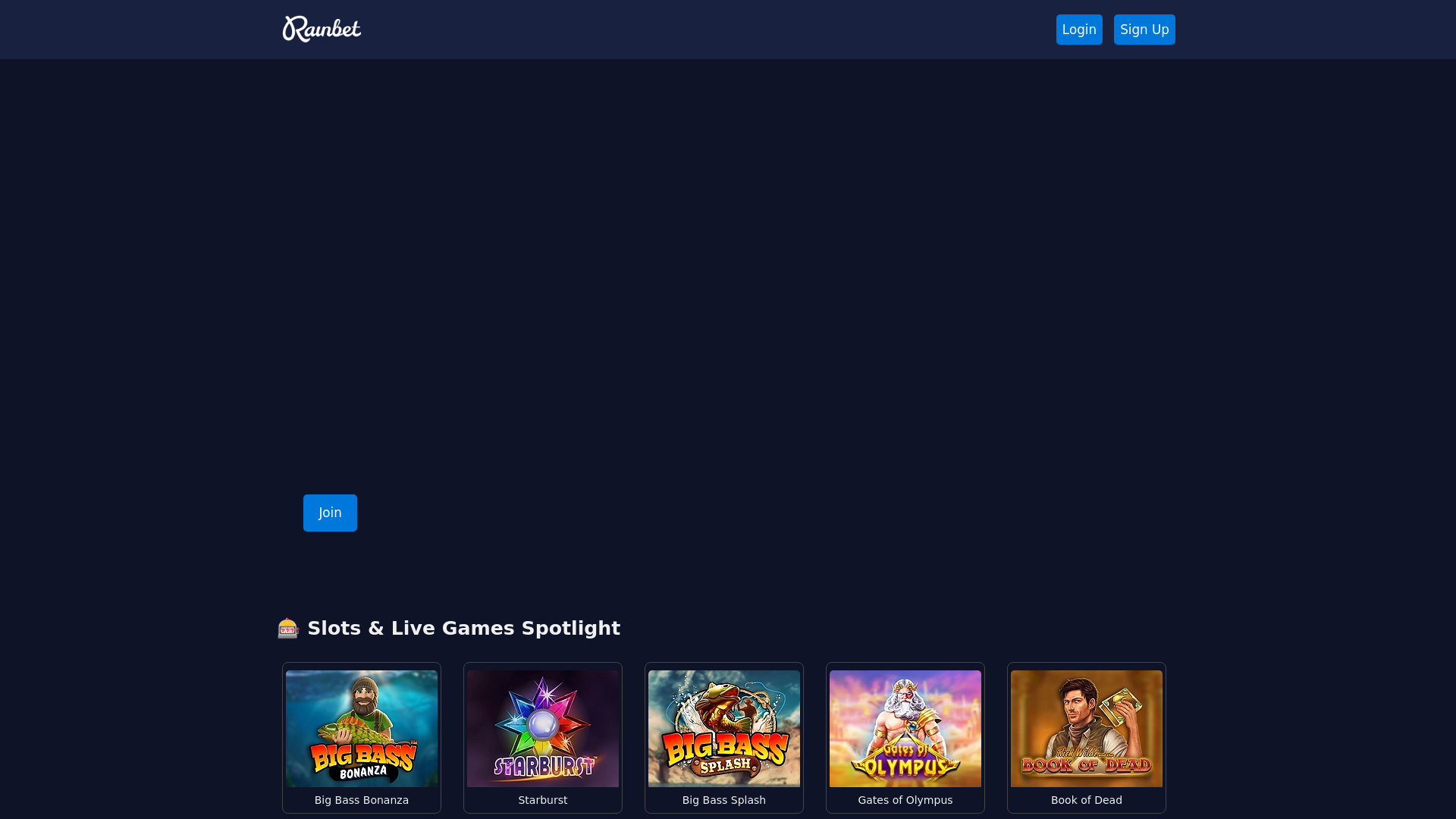 website screenshot of https://rainbetcasino.cc