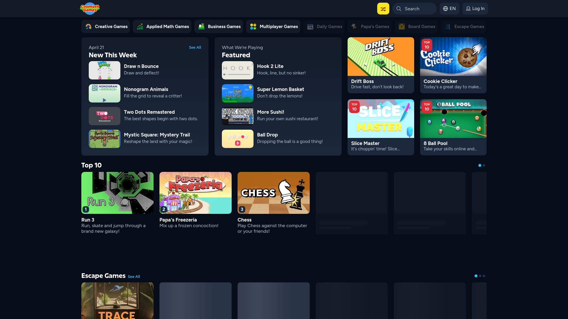 website screenshot of https://www.coolmathgames.com/
