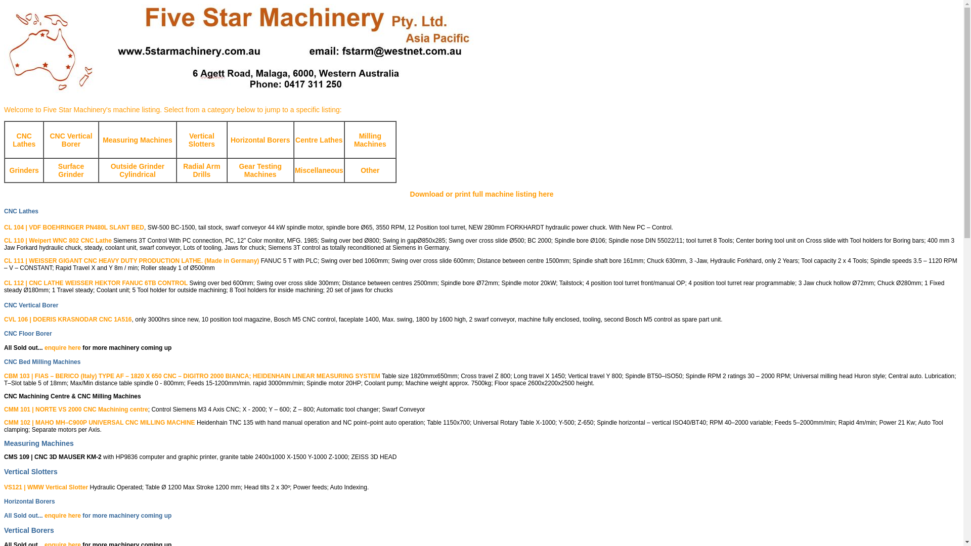 website screenshot of https://5starmachinery.online/