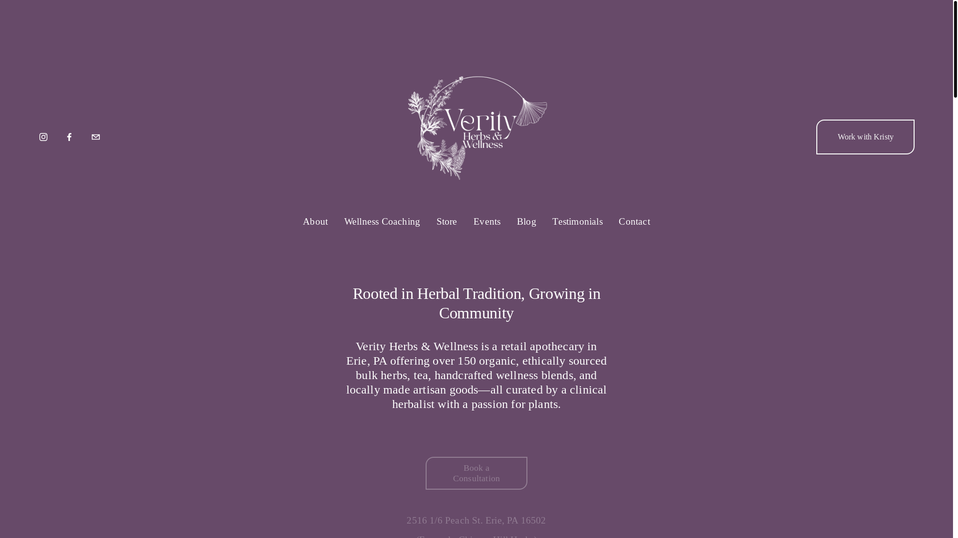 website screenshot of https://verityherbs.com/