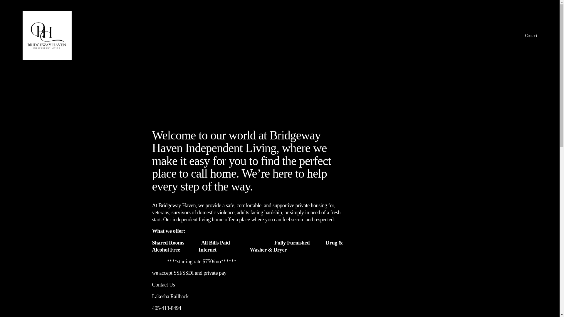 website screenshot of https://bridgewayhaven.net/