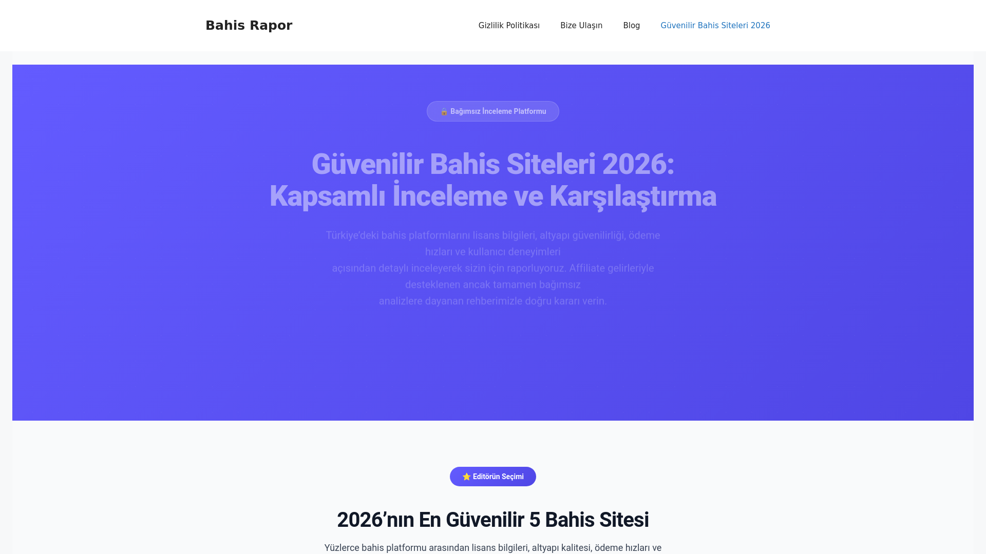 website screenshot of https://bahisrapor2026.org/