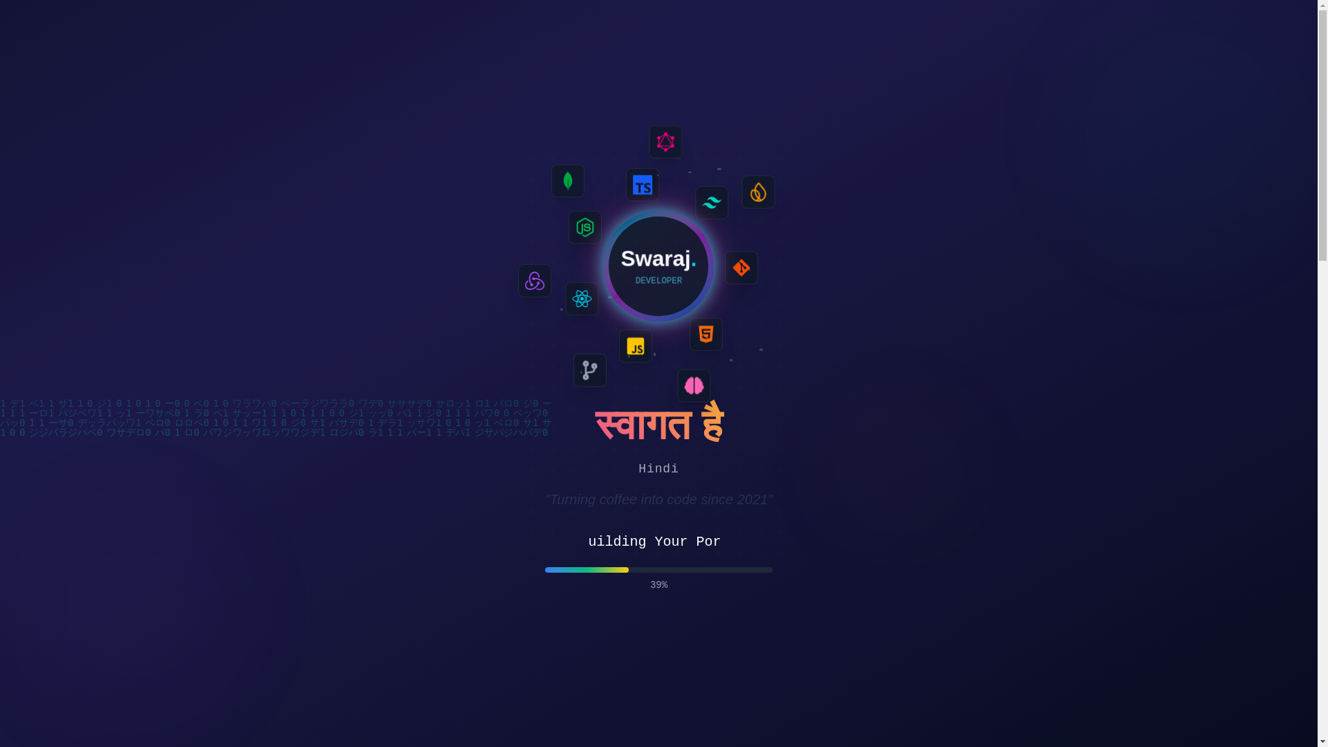 website screenshot of https://swarajkumar.me/