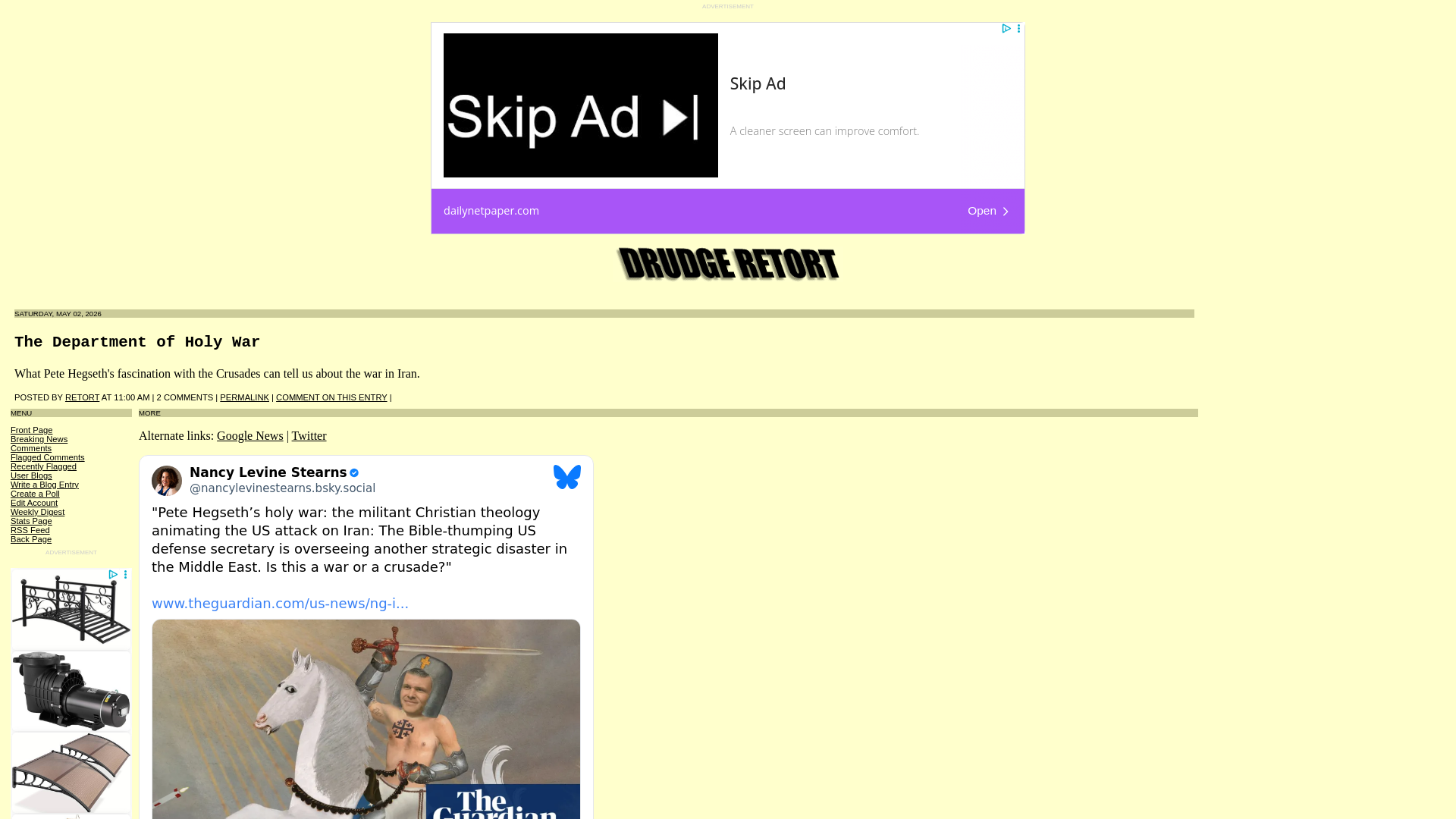 website screenshot of https://drudge.com/news/291795/department-holy-war