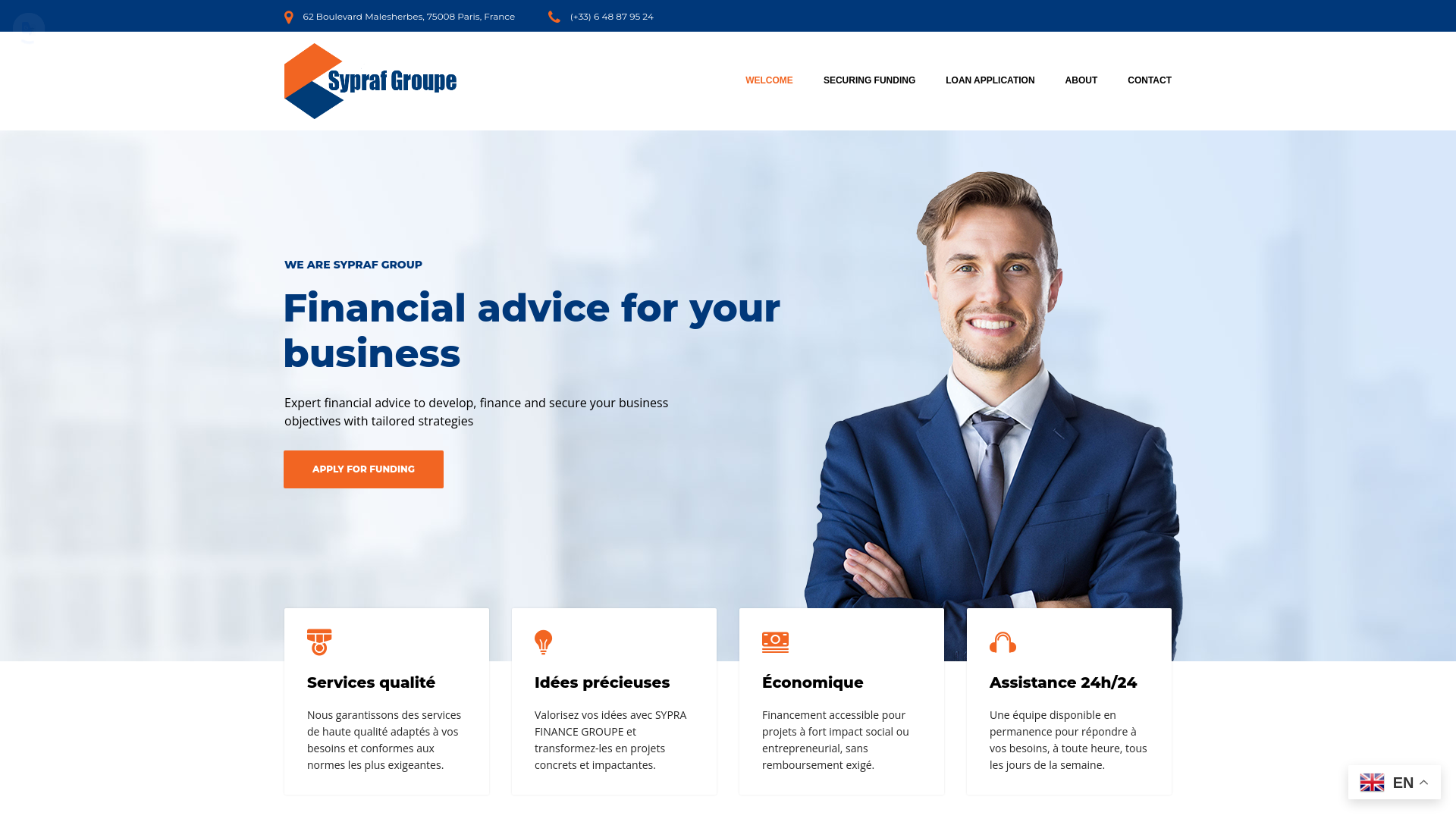 website screenshot of https://sypraf-group.com