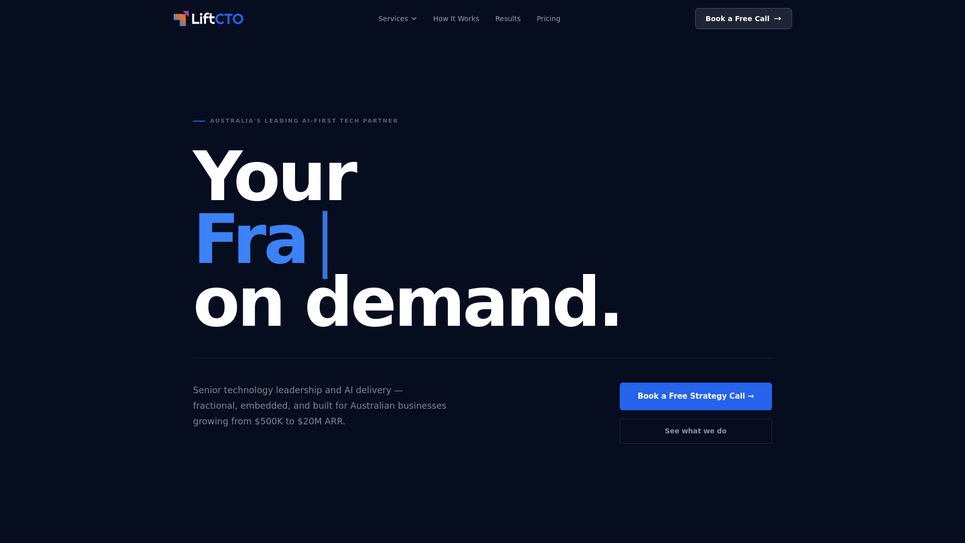 website screenshot of https://liftcto.com/