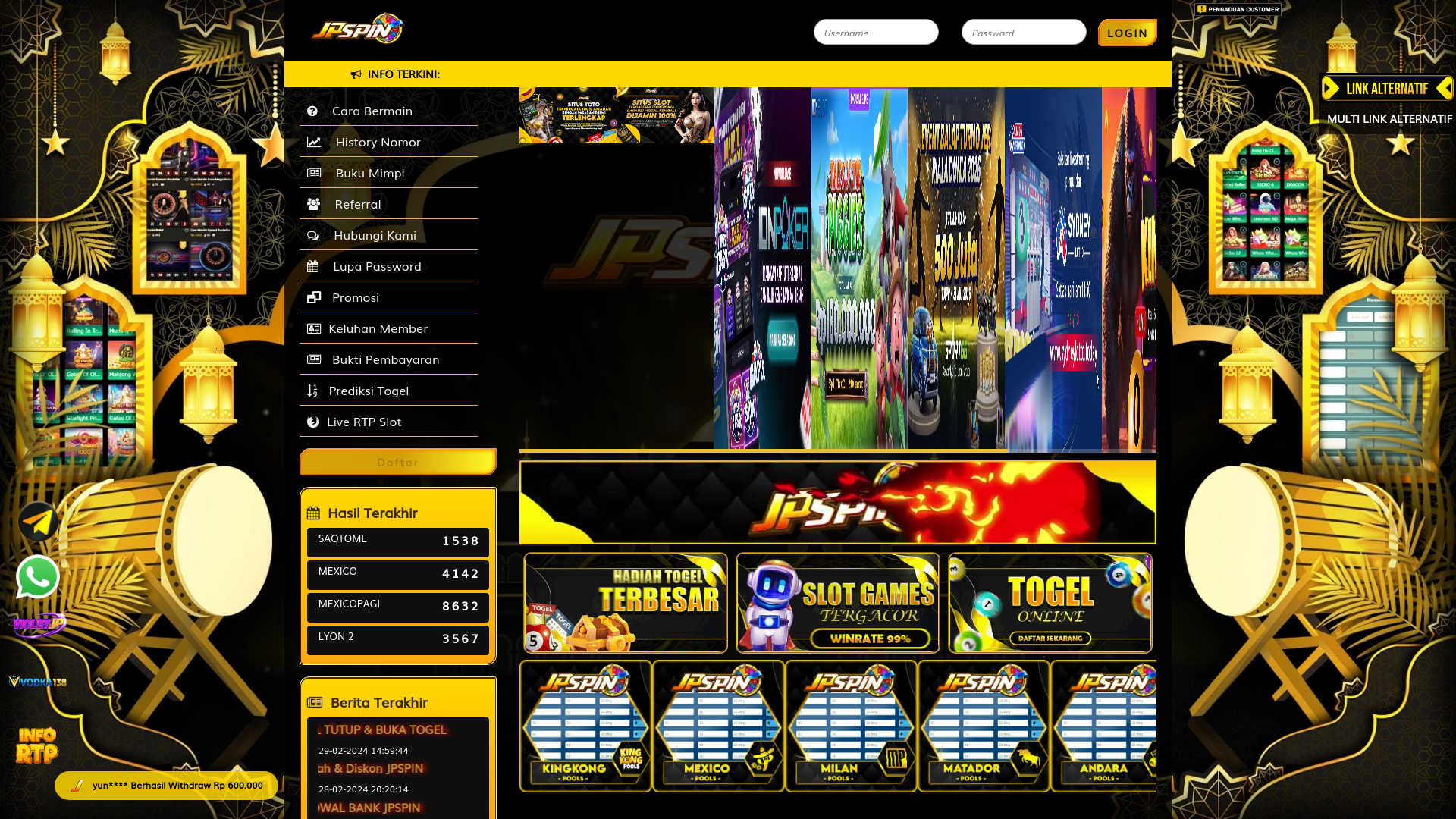 website screenshot of https://jpspinvip.com/
