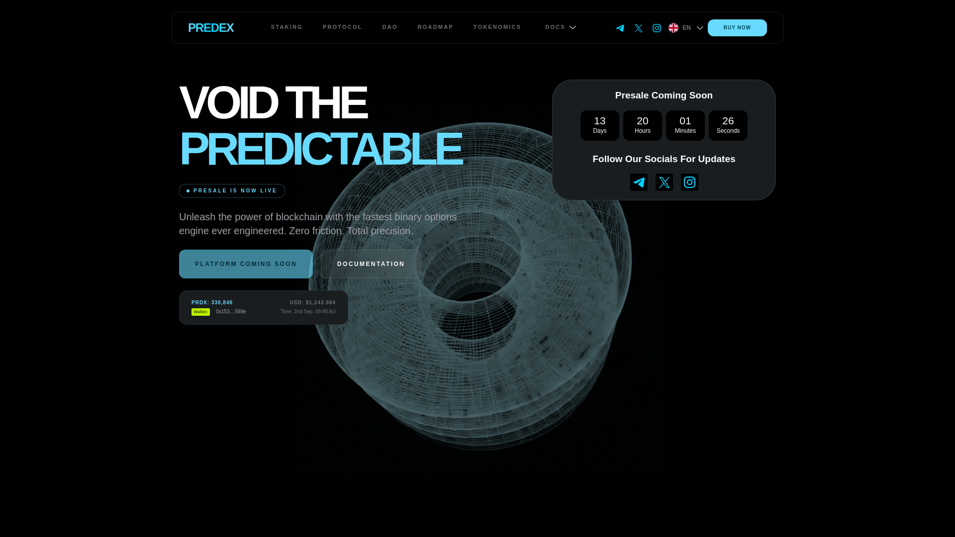 website screenshot of https://predex.pages.dev