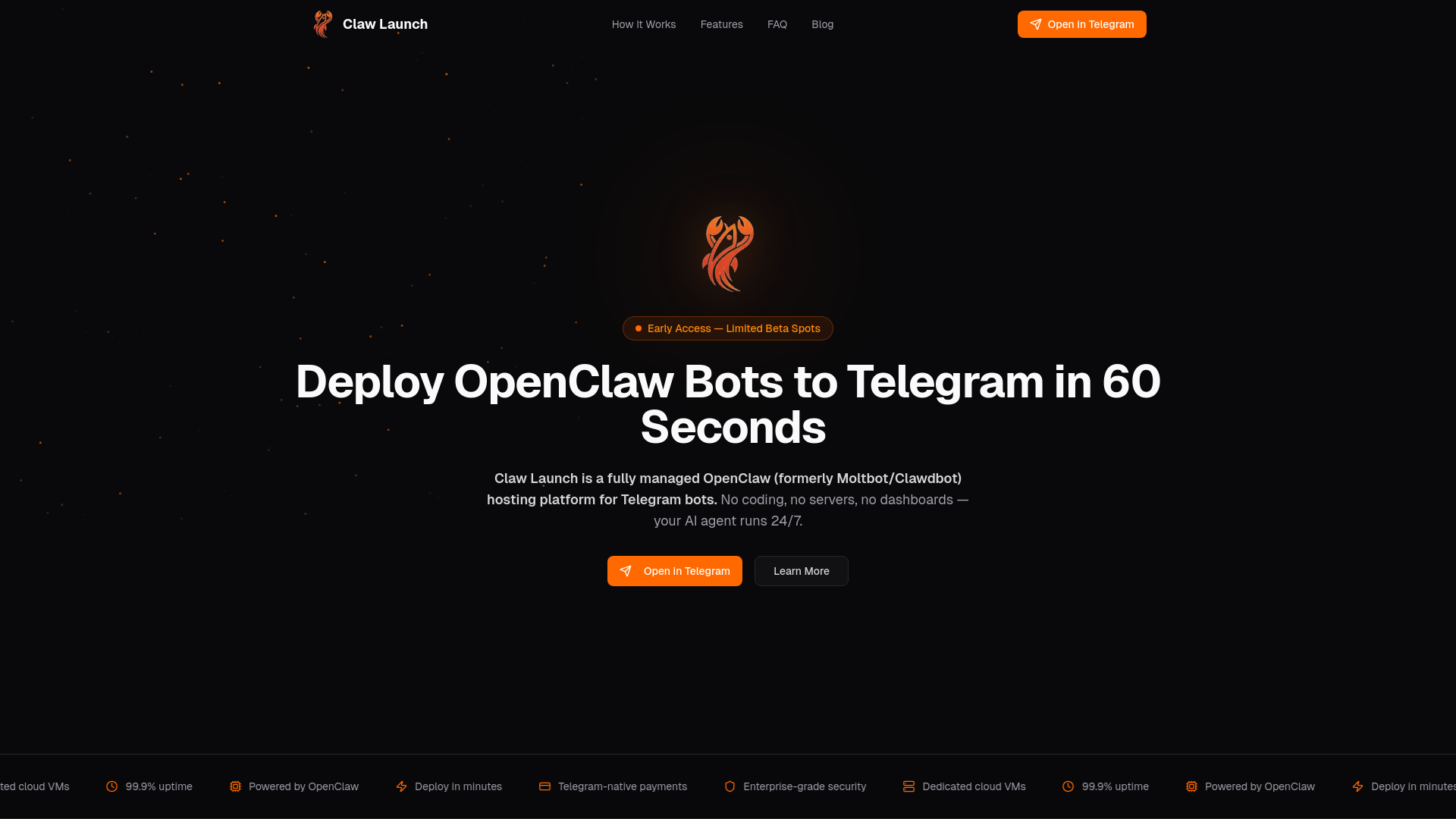 website screenshot of https://clawlaunch.ai/