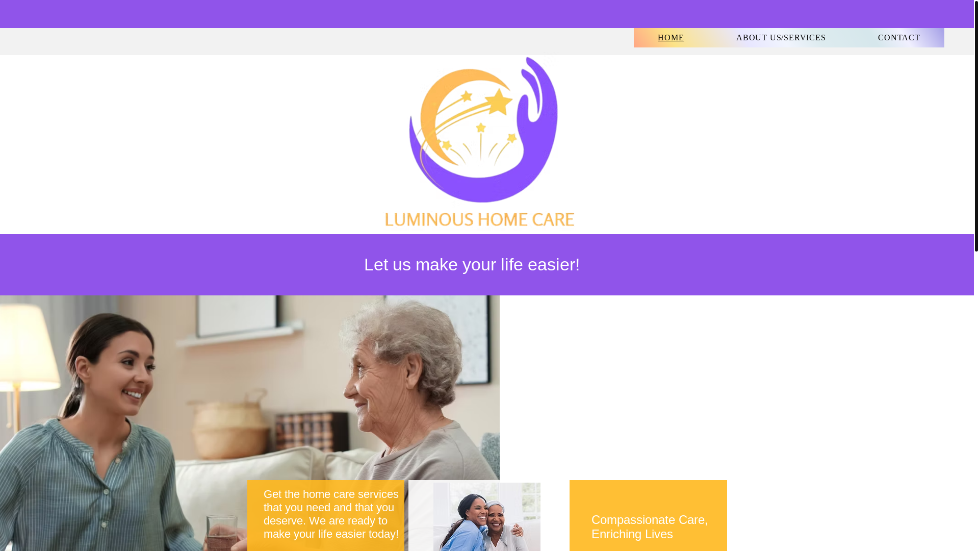 website screenshot of https://luminoushomecare.org/