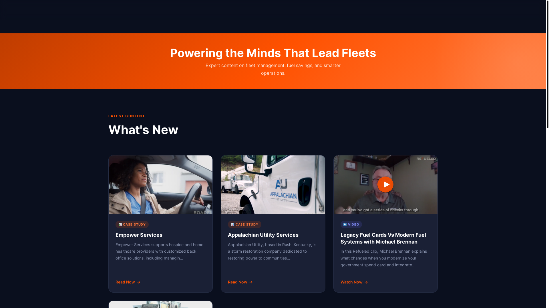 website screenshot of https://refueledfleet.com/