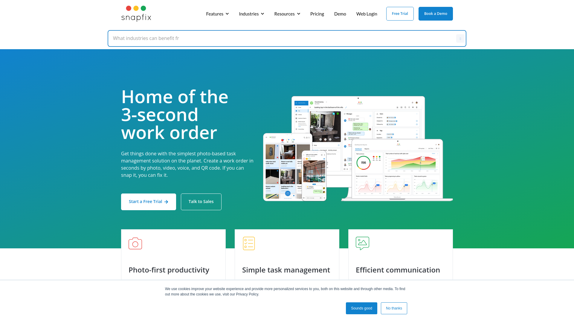 website screenshot of https://snapfixhotel.com