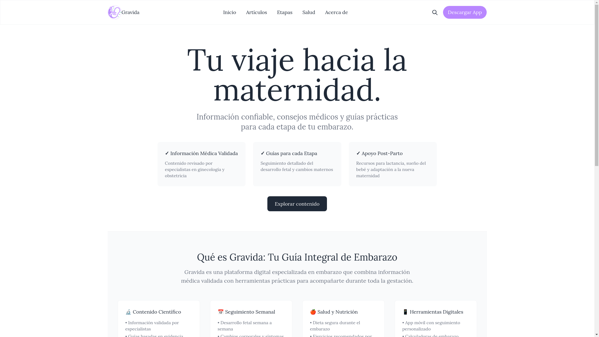 website screenshot of https://gravida-web.pages.dev/