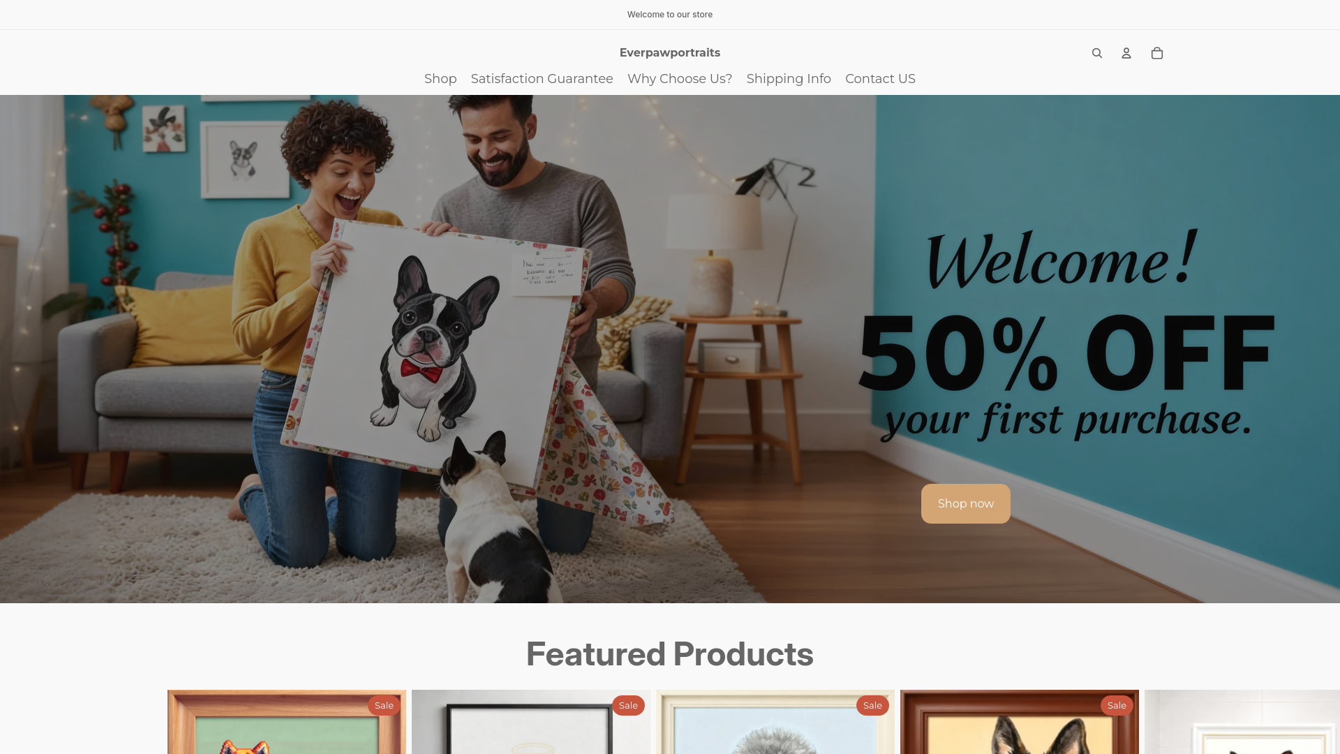 website screenshot of https://everpawportraits.com/