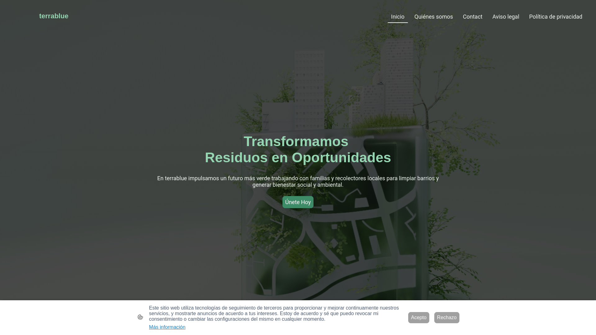 website screenshot of https://terrablue.mx/