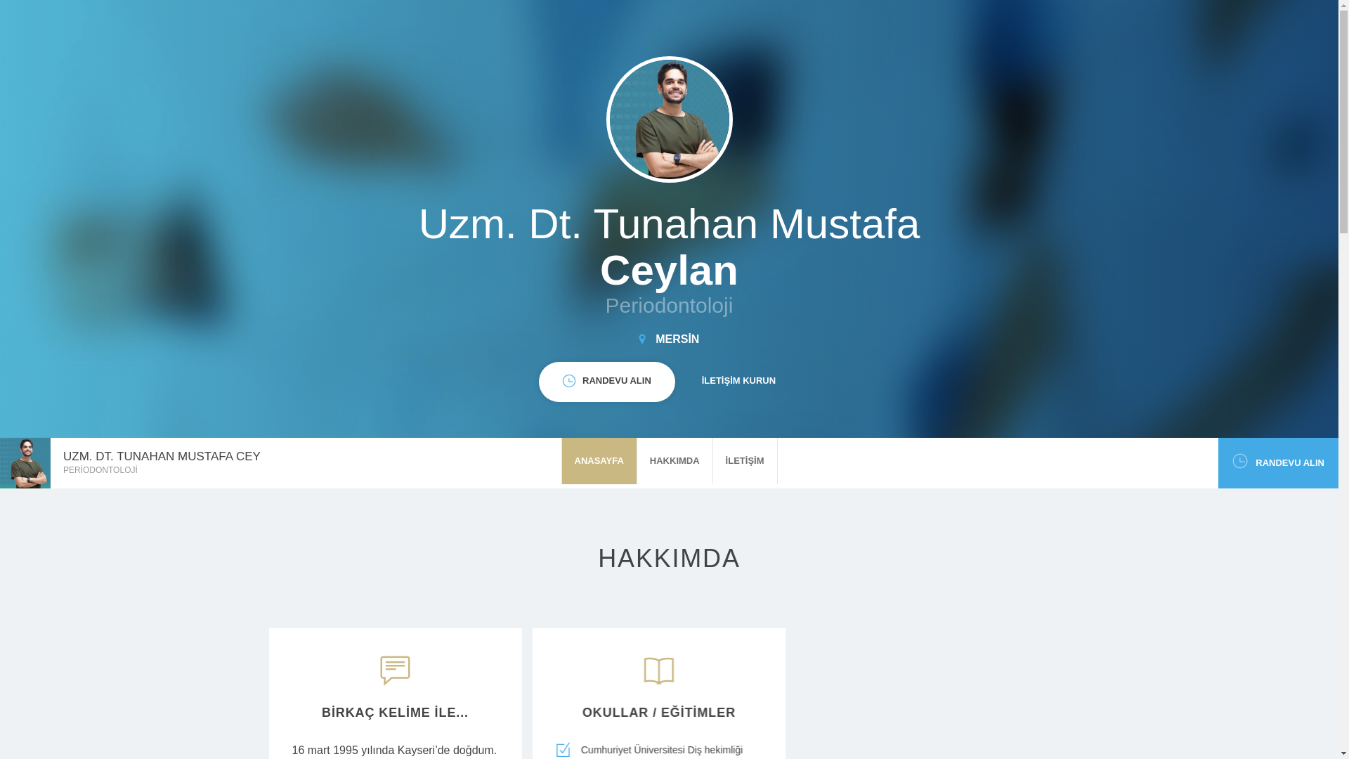 website screenshot of https://uzmandishekimitunahanceylan.com/