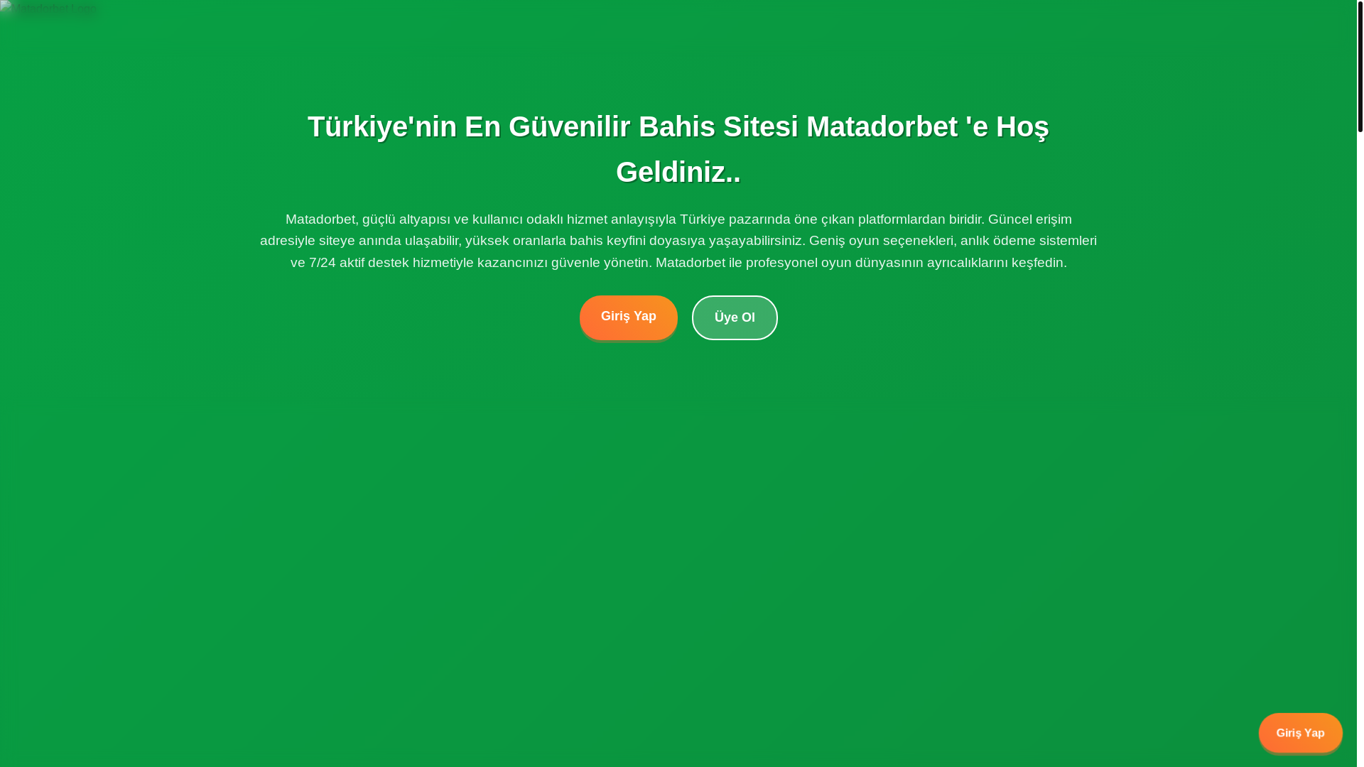 website screenshot of https://matador-gercekgiriss.com/