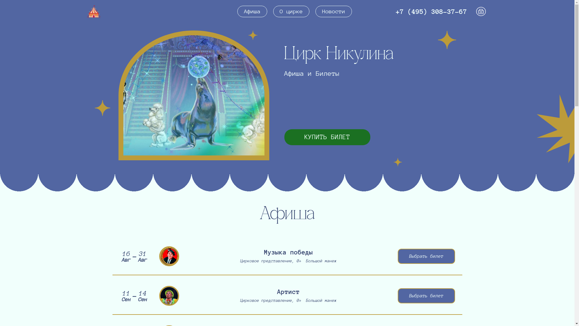 website screenshot of https://nikulina-cirkus.com/