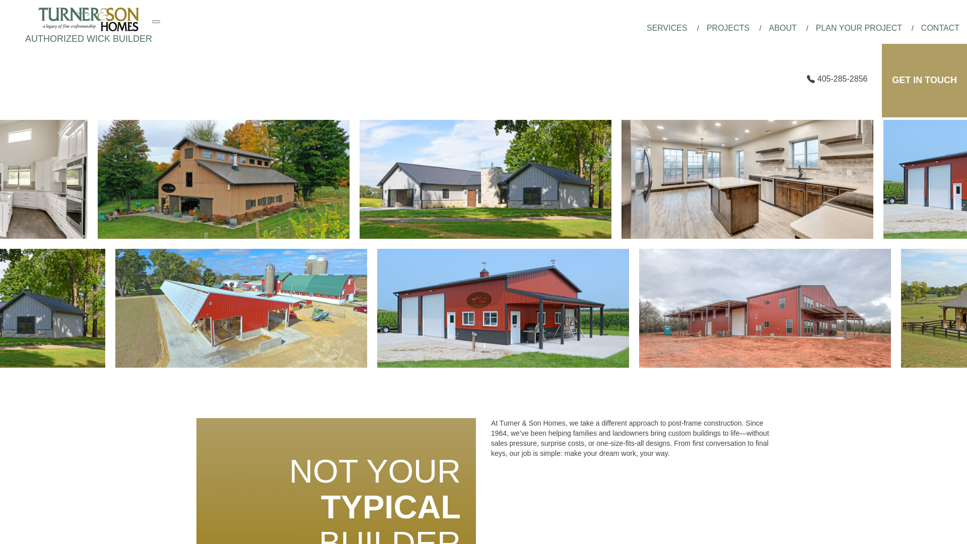 website screenshot of https://turnerandsonpostframehomes.com/