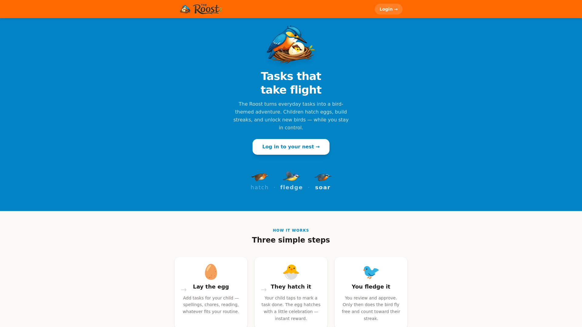 website screenshot of https://the-roost.app