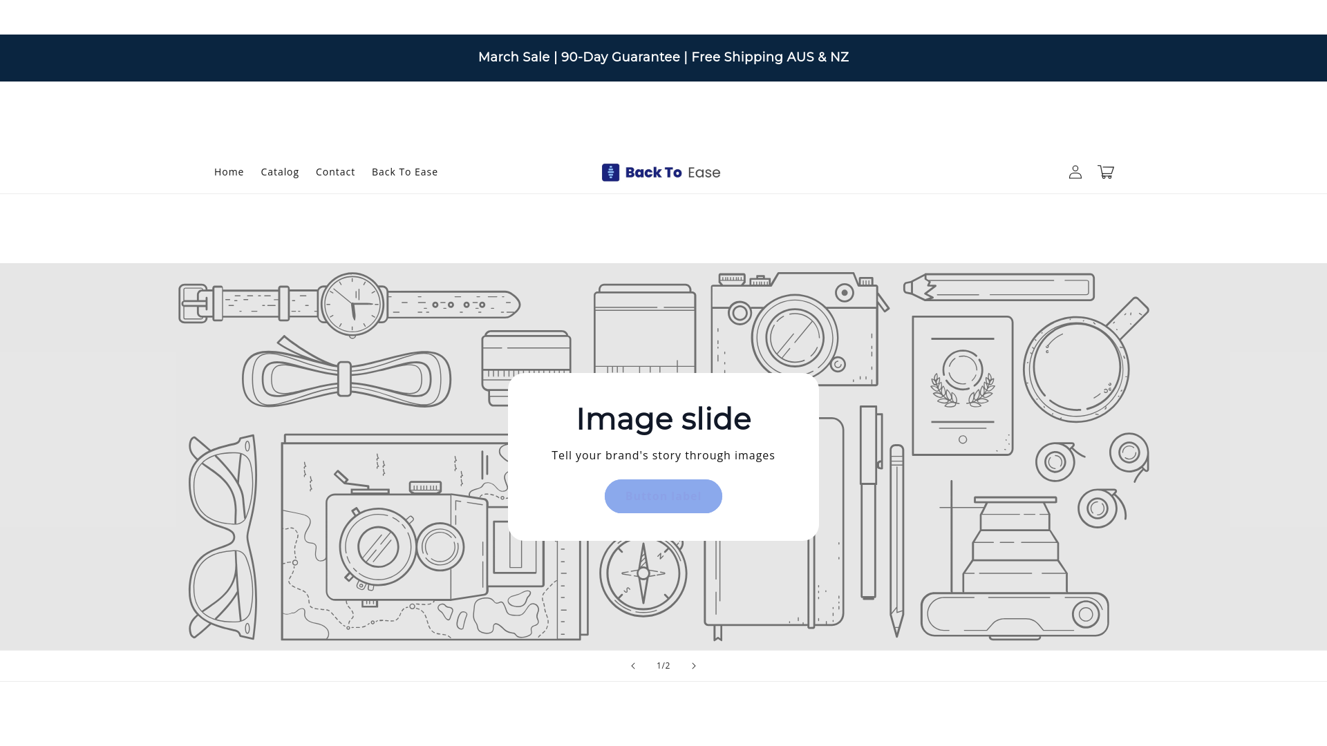 website screenshot of https://backtoease.shop/