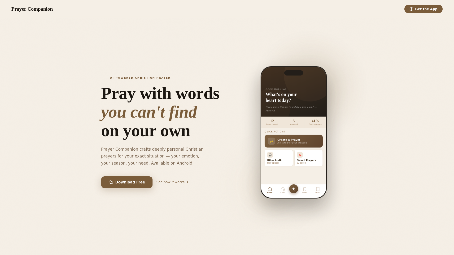 website screenshot of https://prayercompanion.app/