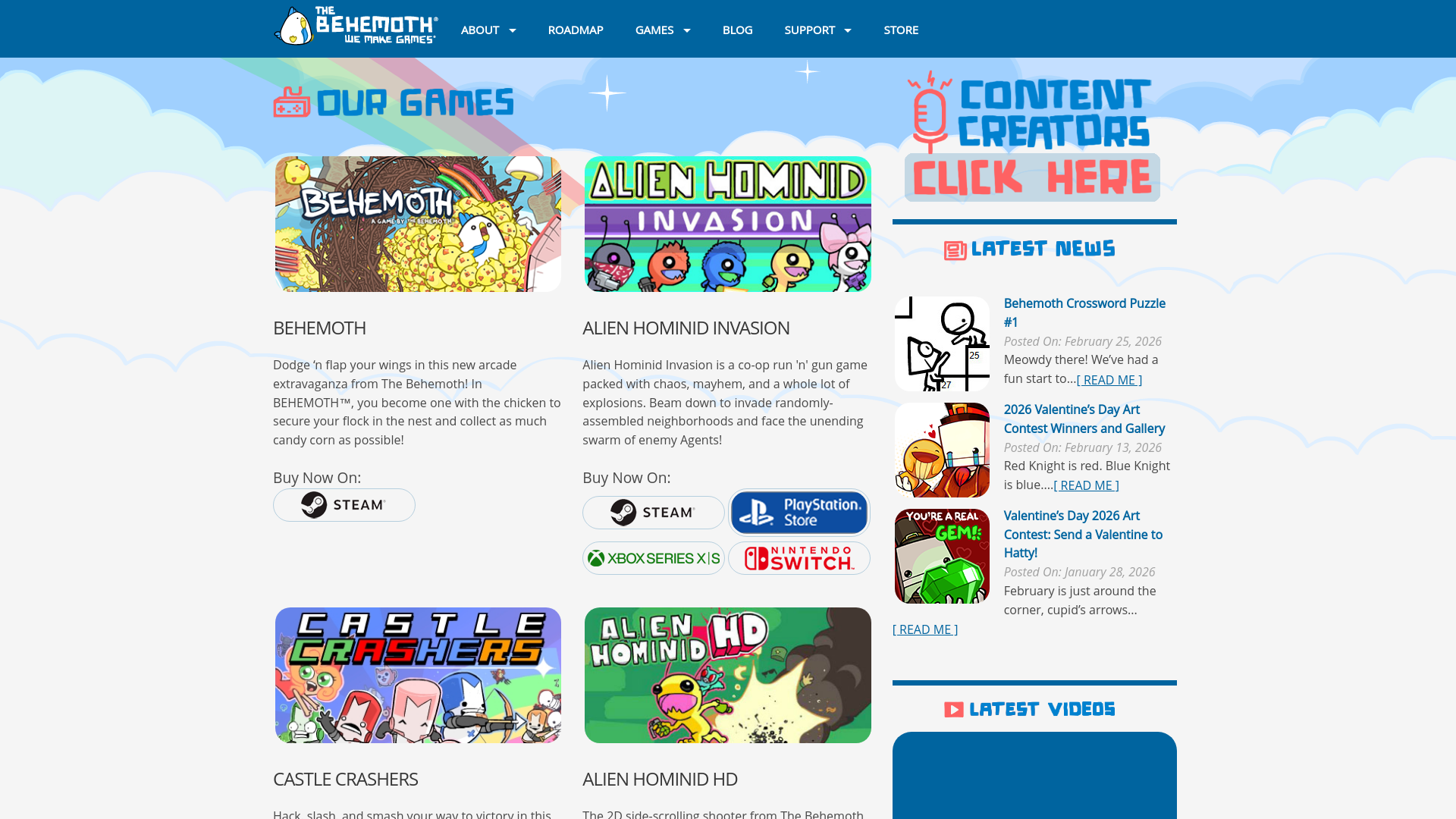 website screenshot of https://www.thebehemoth.com/