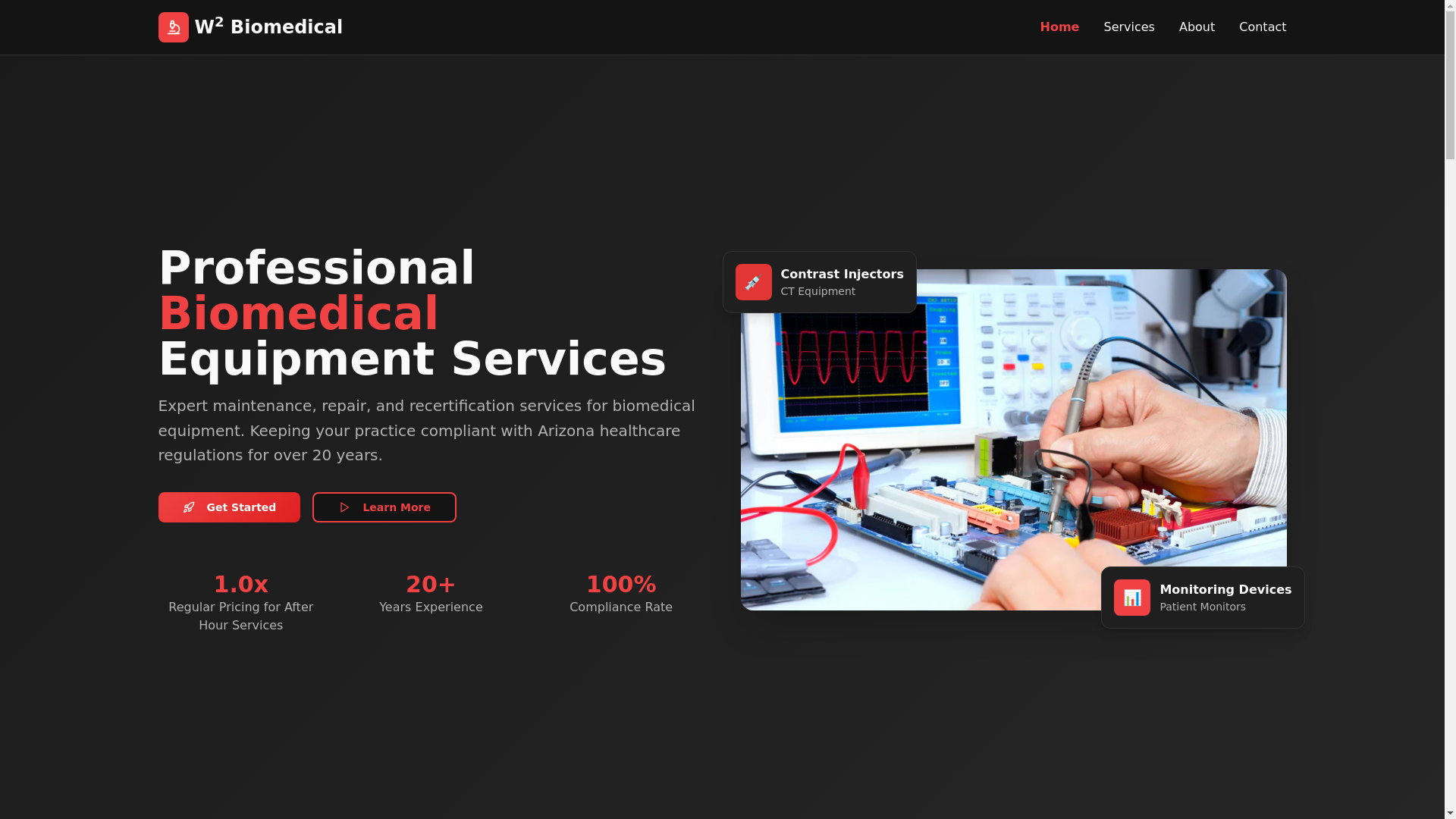 website screenshot of https://w2biomedical.net/