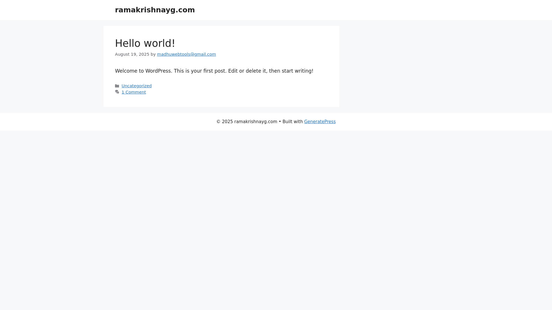 website screenshot of https://ramakrishnayg.com/