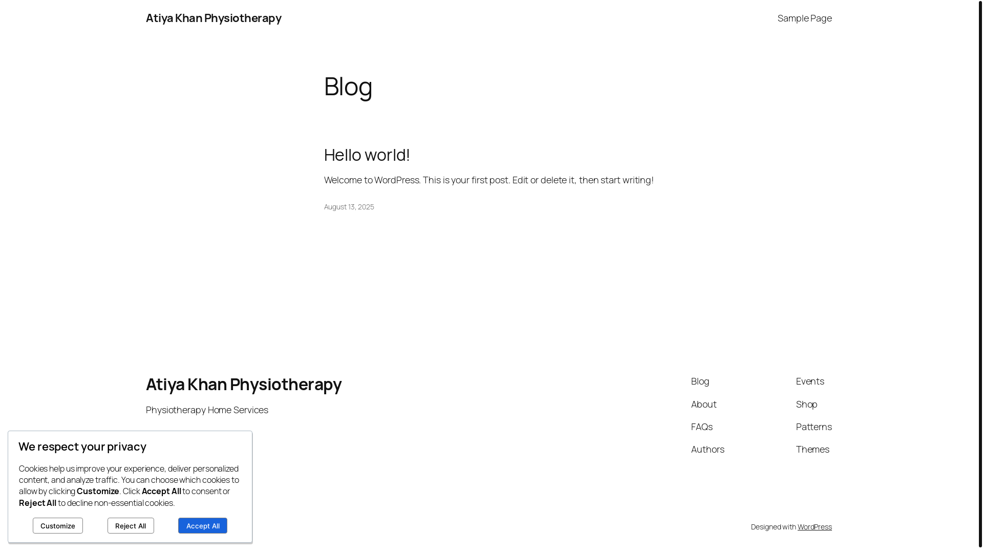 website screenshot of https://atiyakhanphysiotherapy.com/