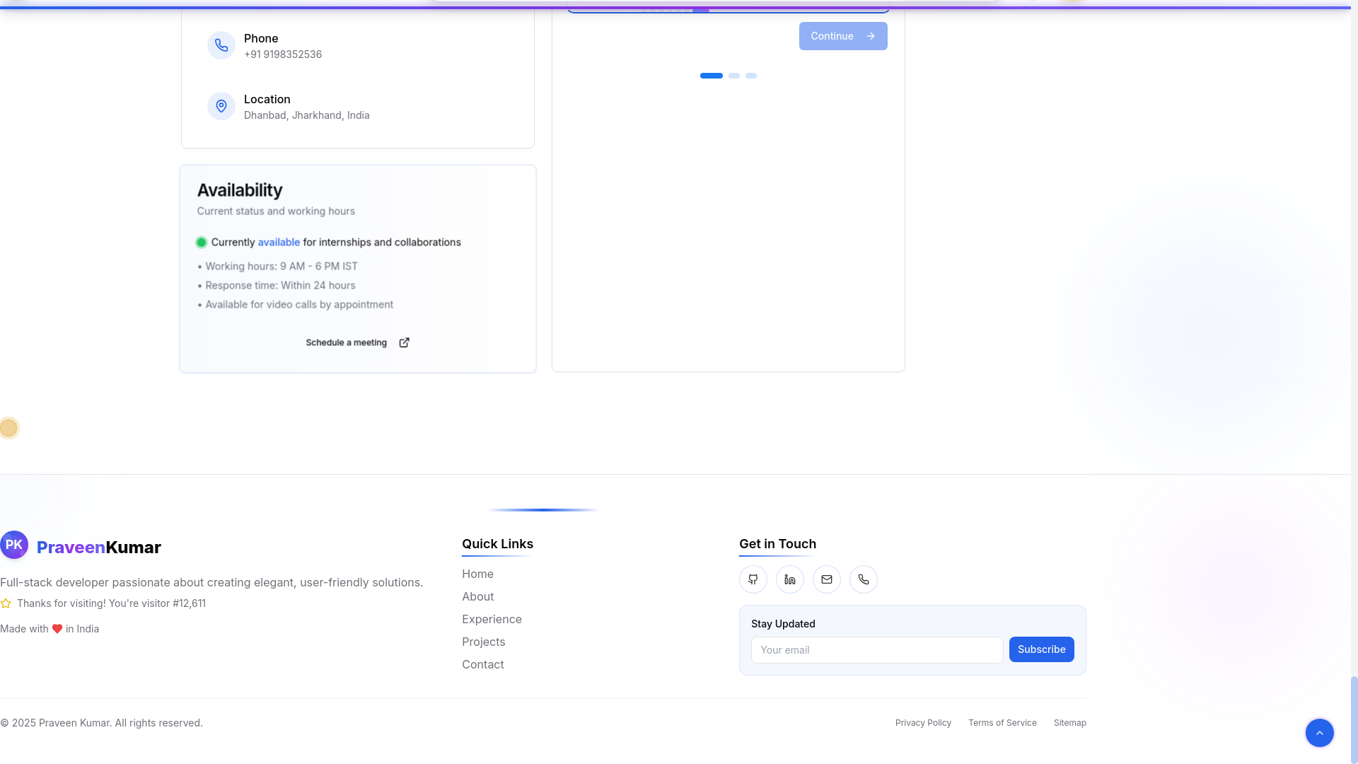 website screenshot of https://praveen-kumar.live/