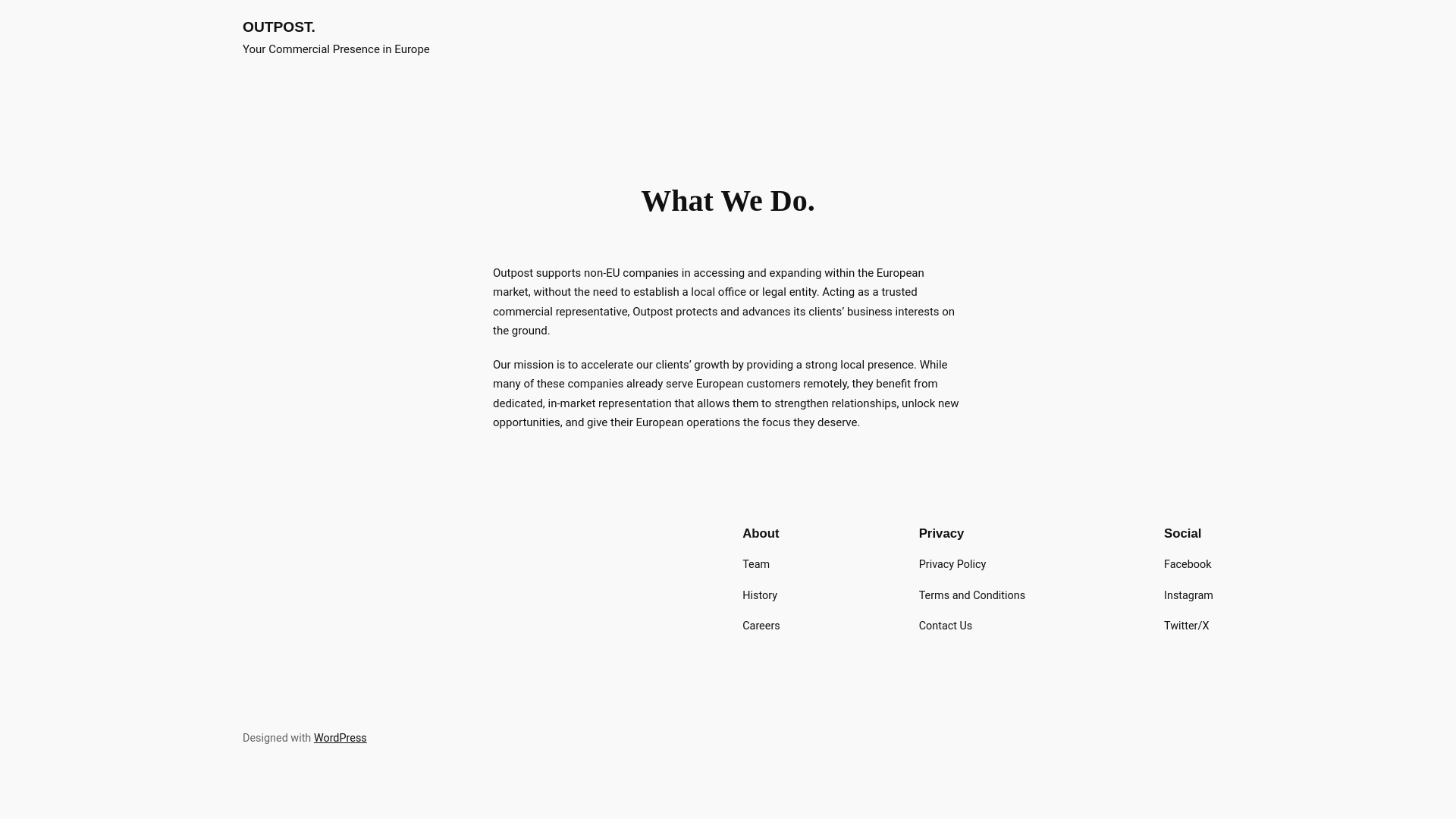 website screenshot of https://outpostglobal.eu/