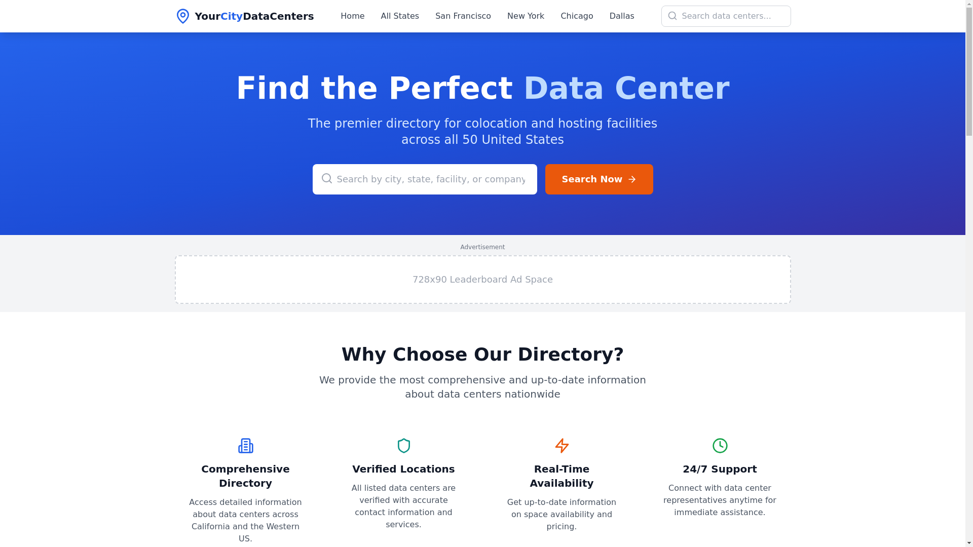 website screenshot of https://yourcitydatacenters.com/