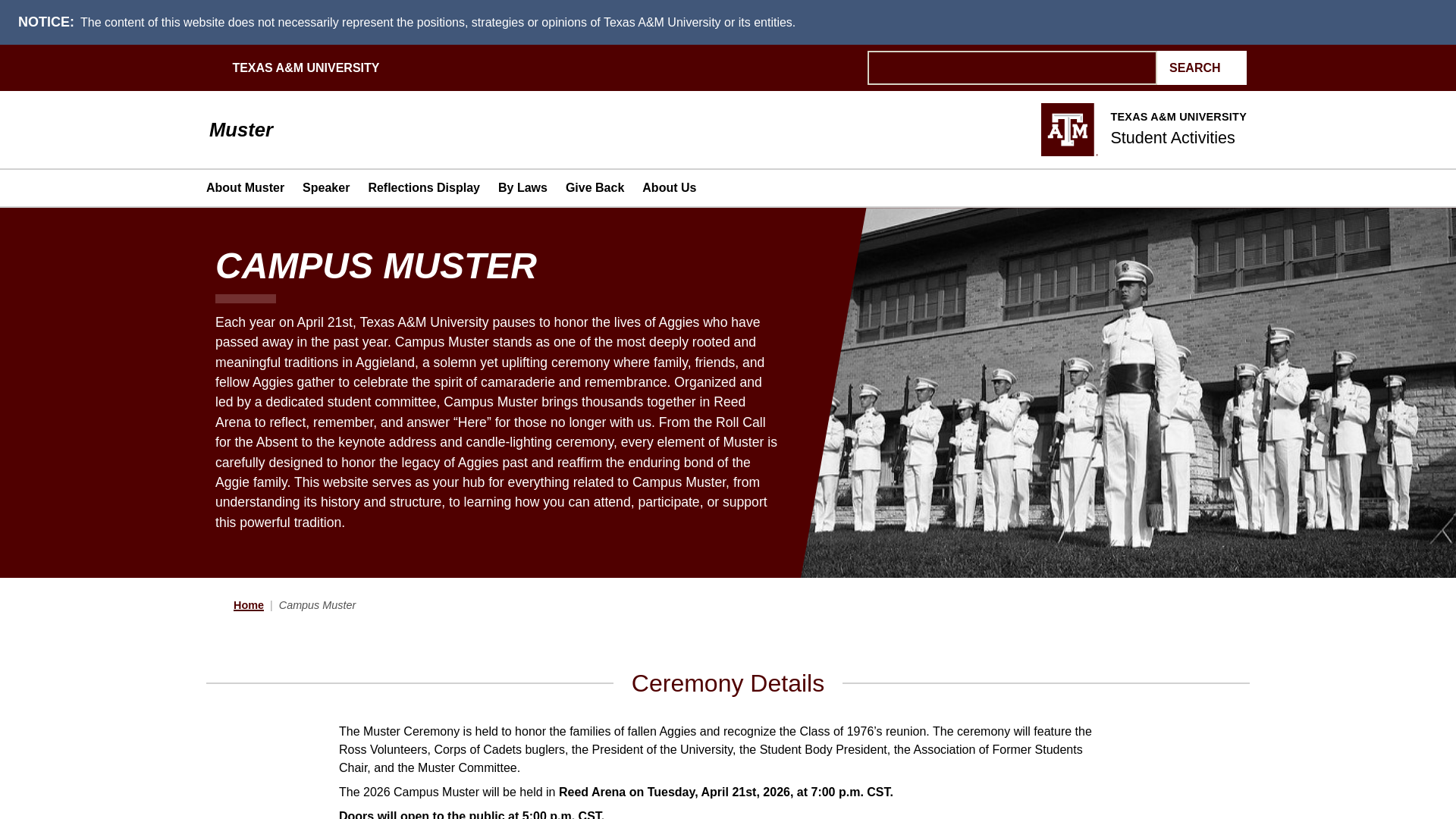 website screenshot of https://dsastmusterdev.wpenginepowered.com/