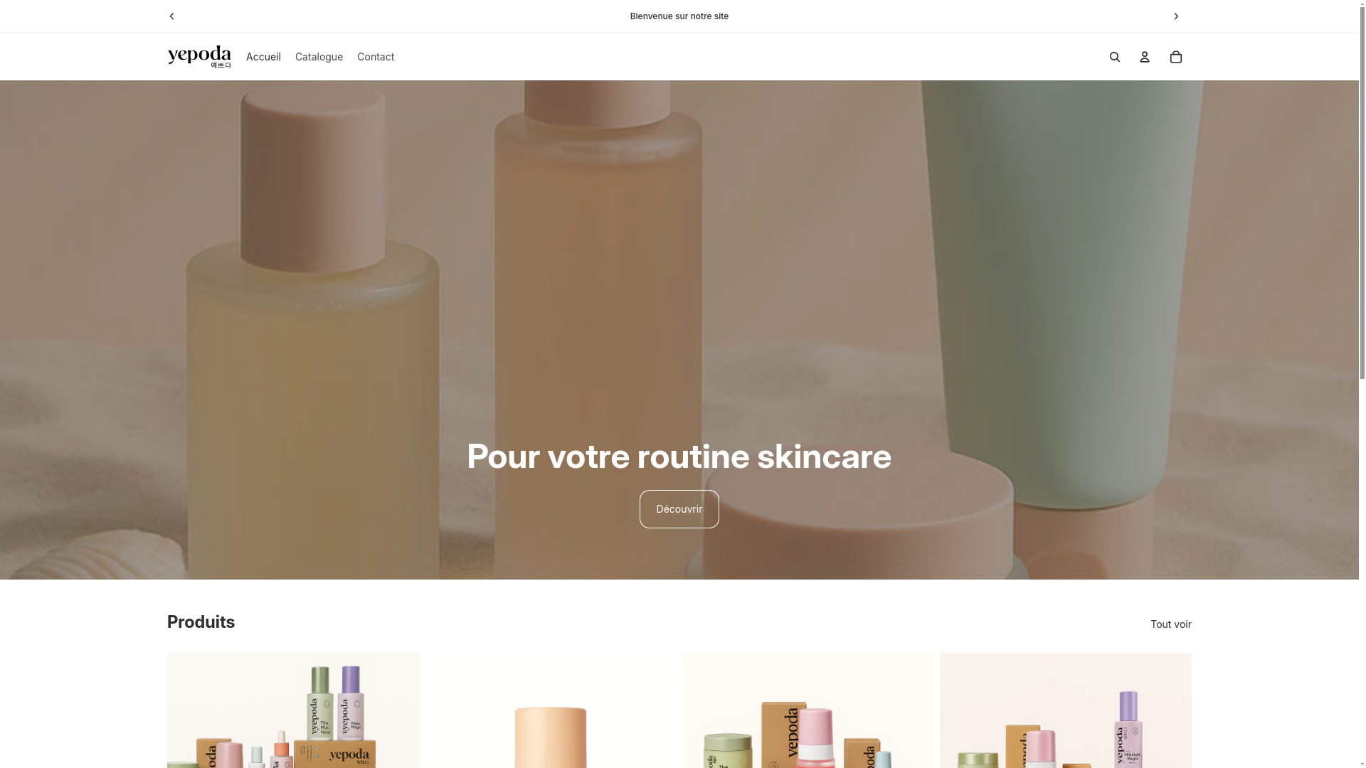 website screenshot of https://yeposkincarefr.com/