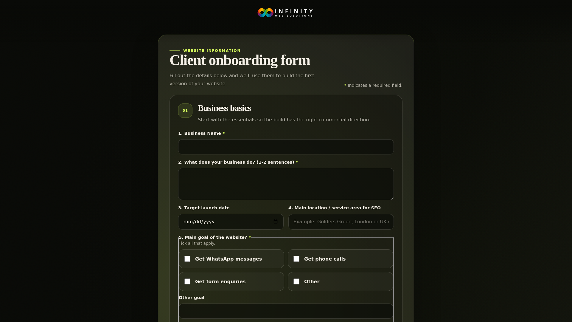 website screenshot of https://infinity-form.pages.dev/
