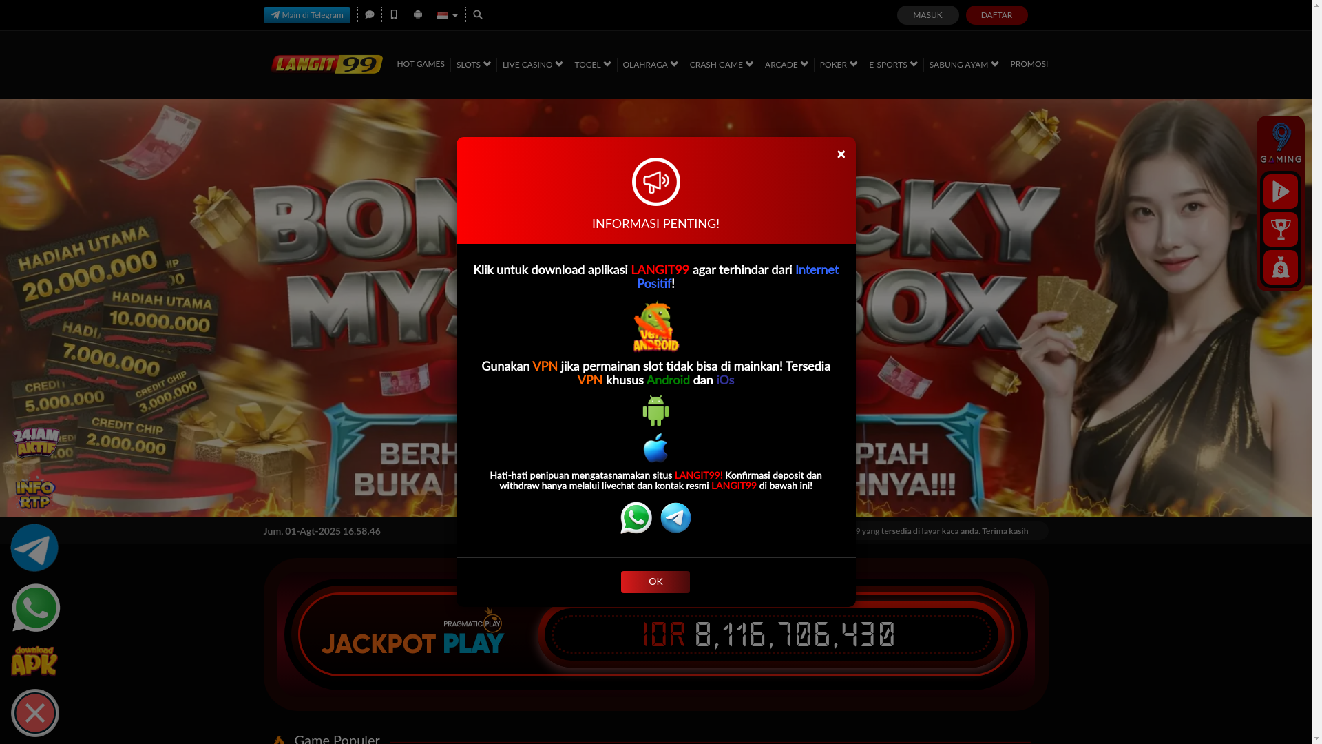 website screenshot of https://betlangit99.space/