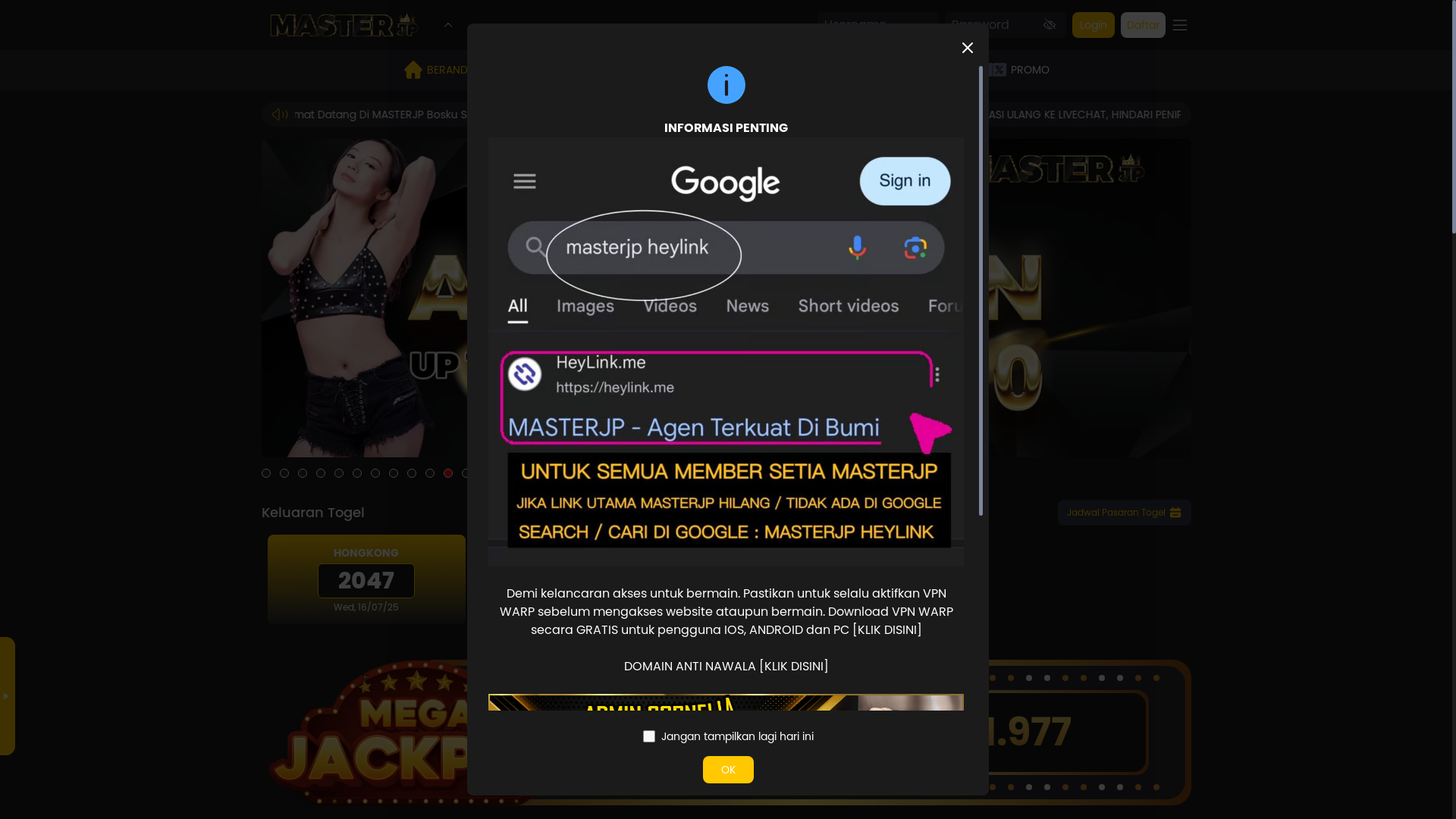 website screenshot of https://masterjptop3.com/