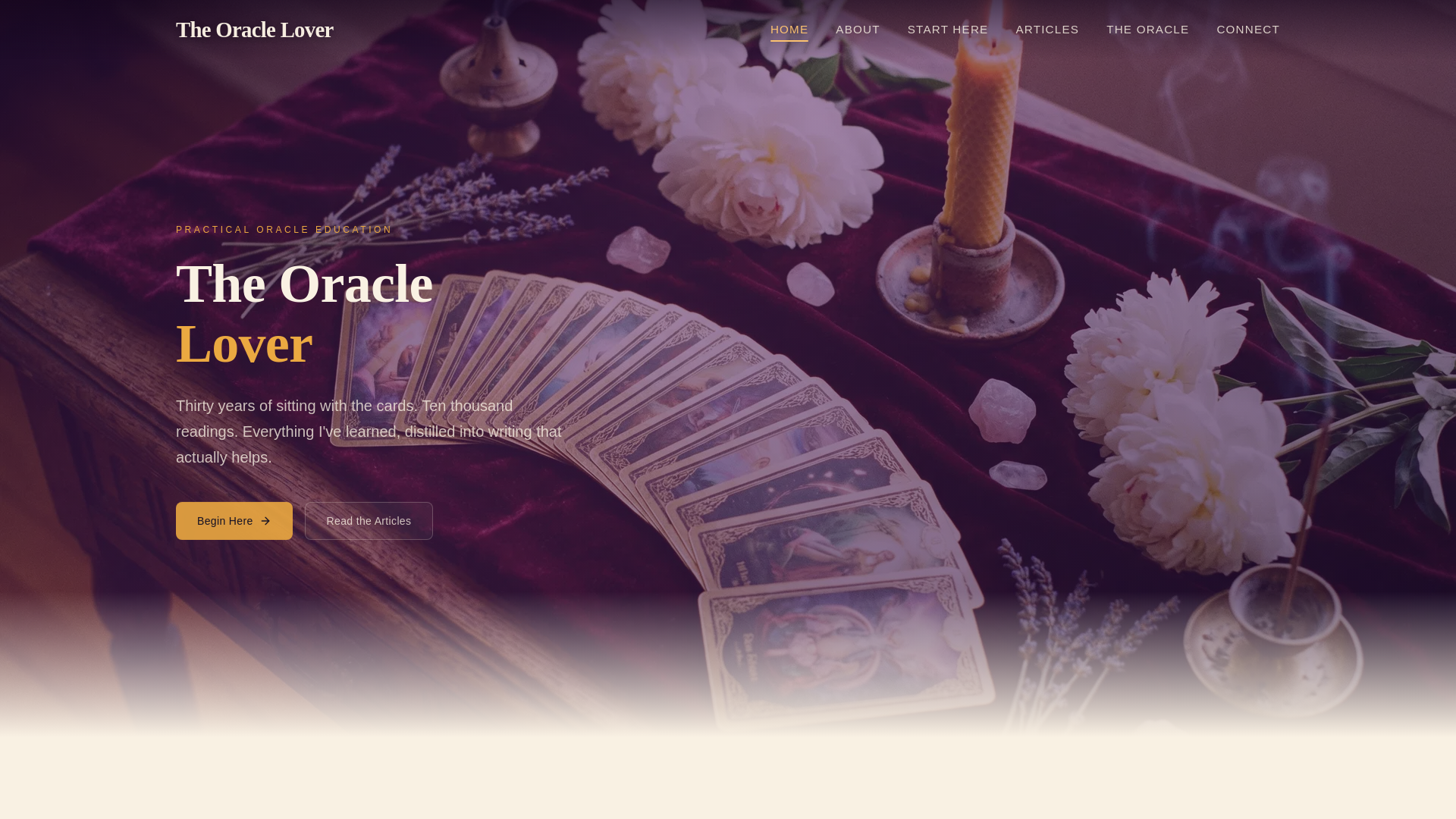 website screenshot of https://theoraclelover.com/