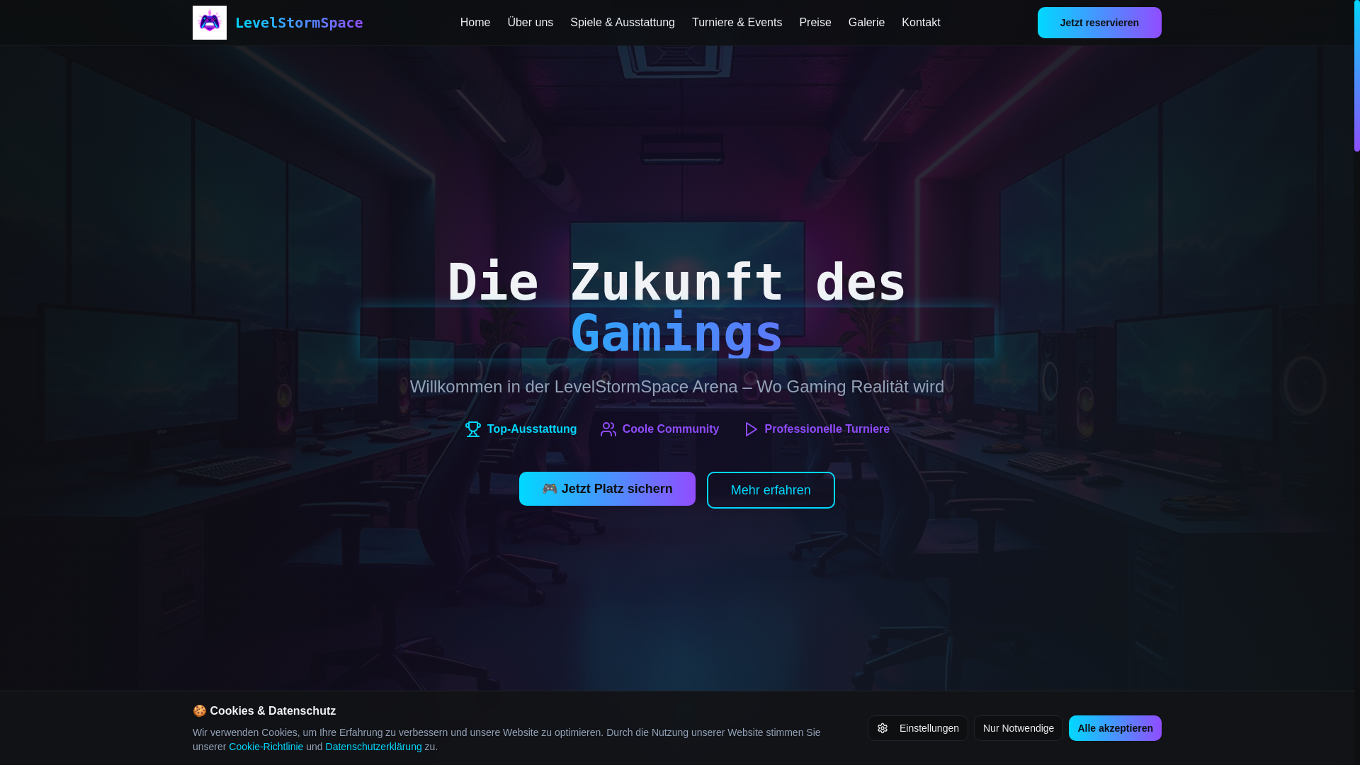 website screenshot of https://levelstormspace.com/