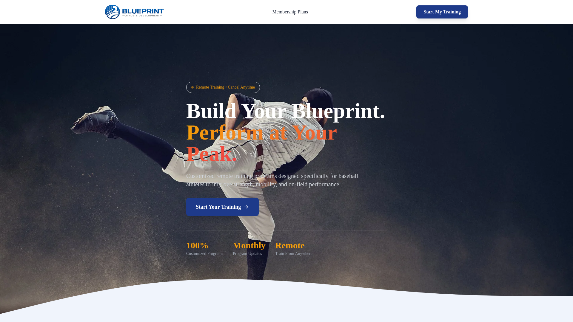 website screenshot of https://blueprintathletedevelopment.org