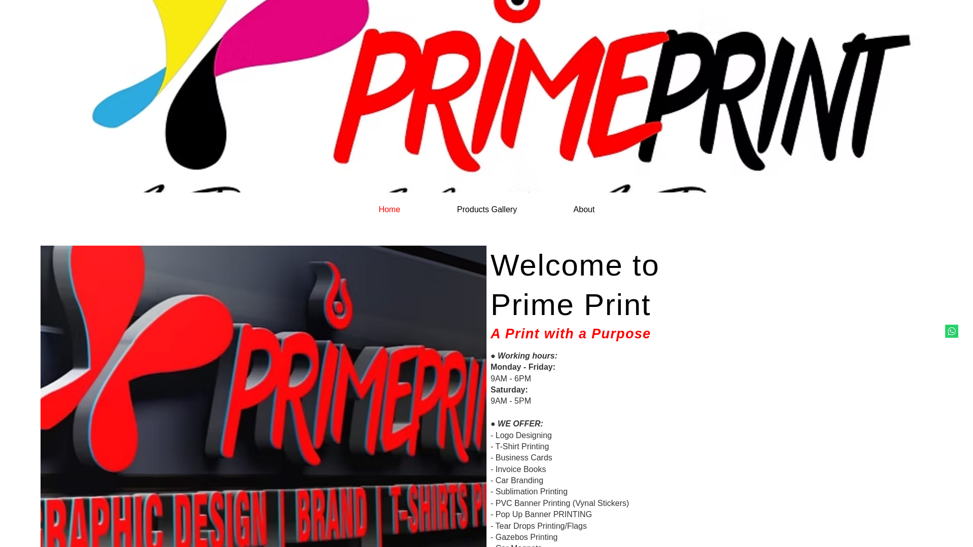 website screenshot of https://primeprintdesigns.com/