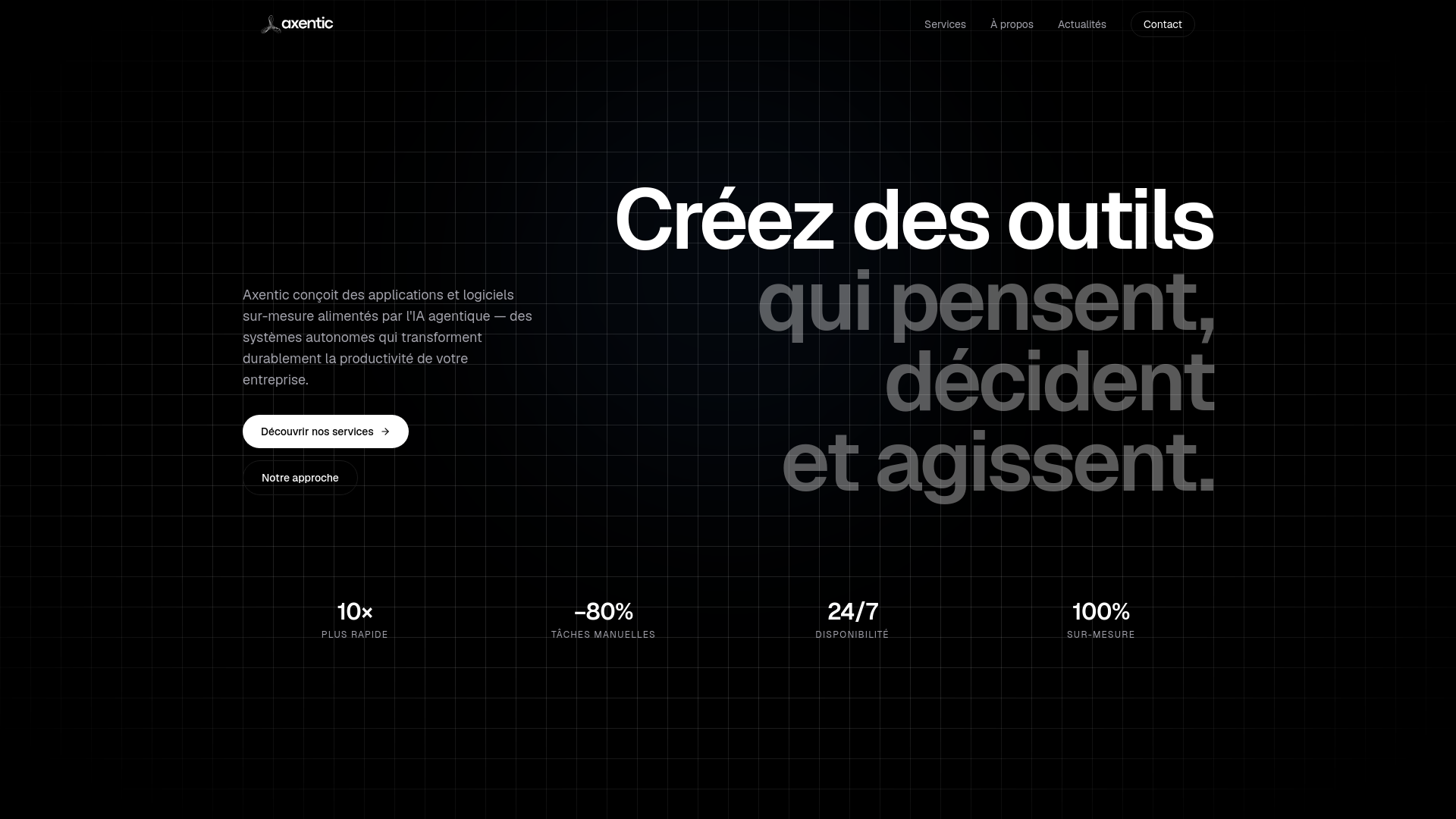 website screenshot of https://axentic.fr