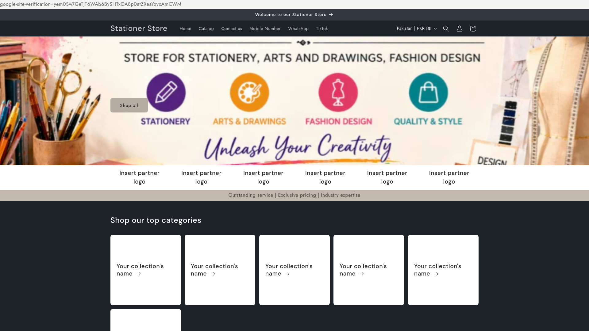 website screenshot of https://stationerstore.com/