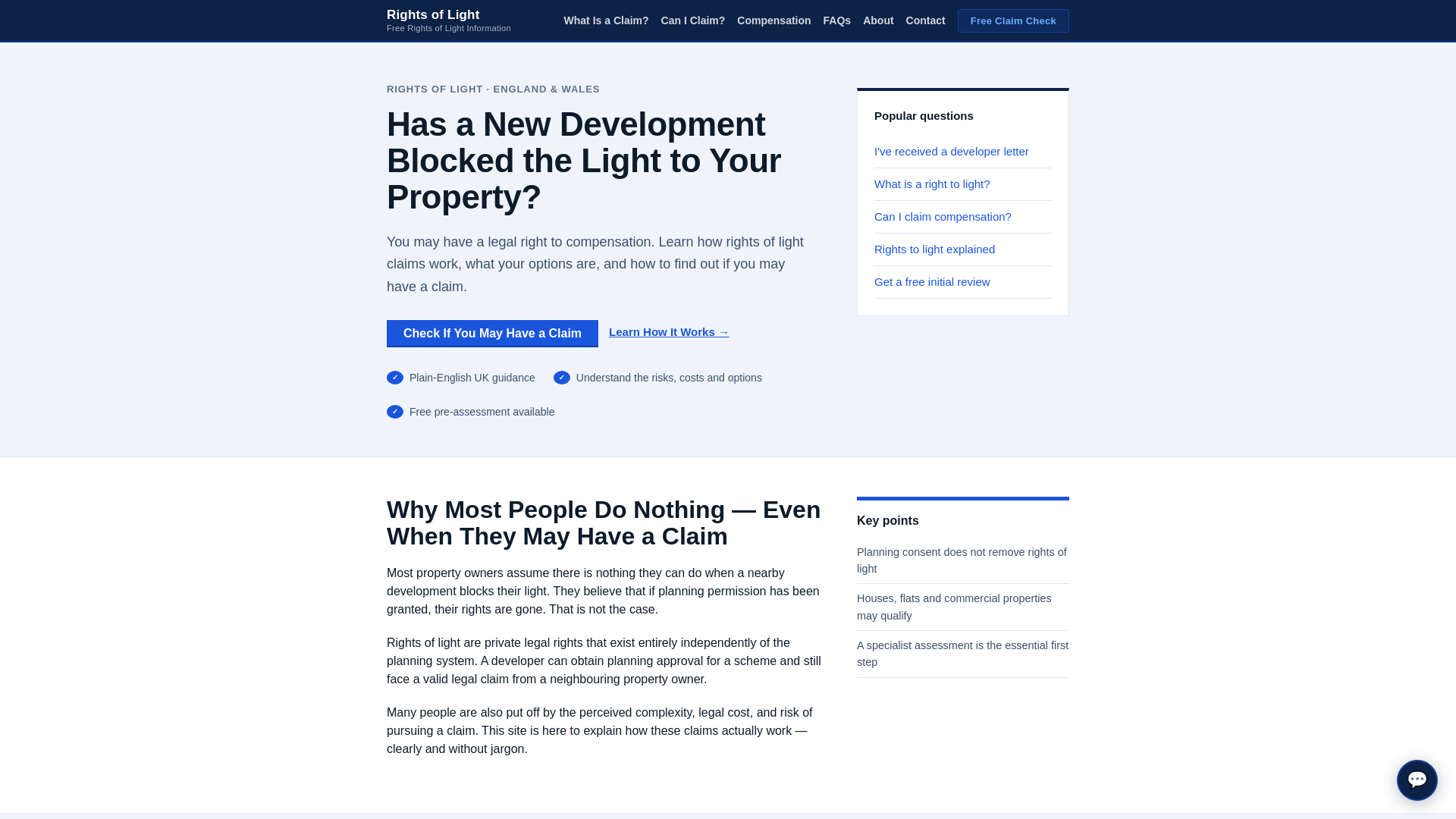 website screenshot of https://rightsoflight.org.uk