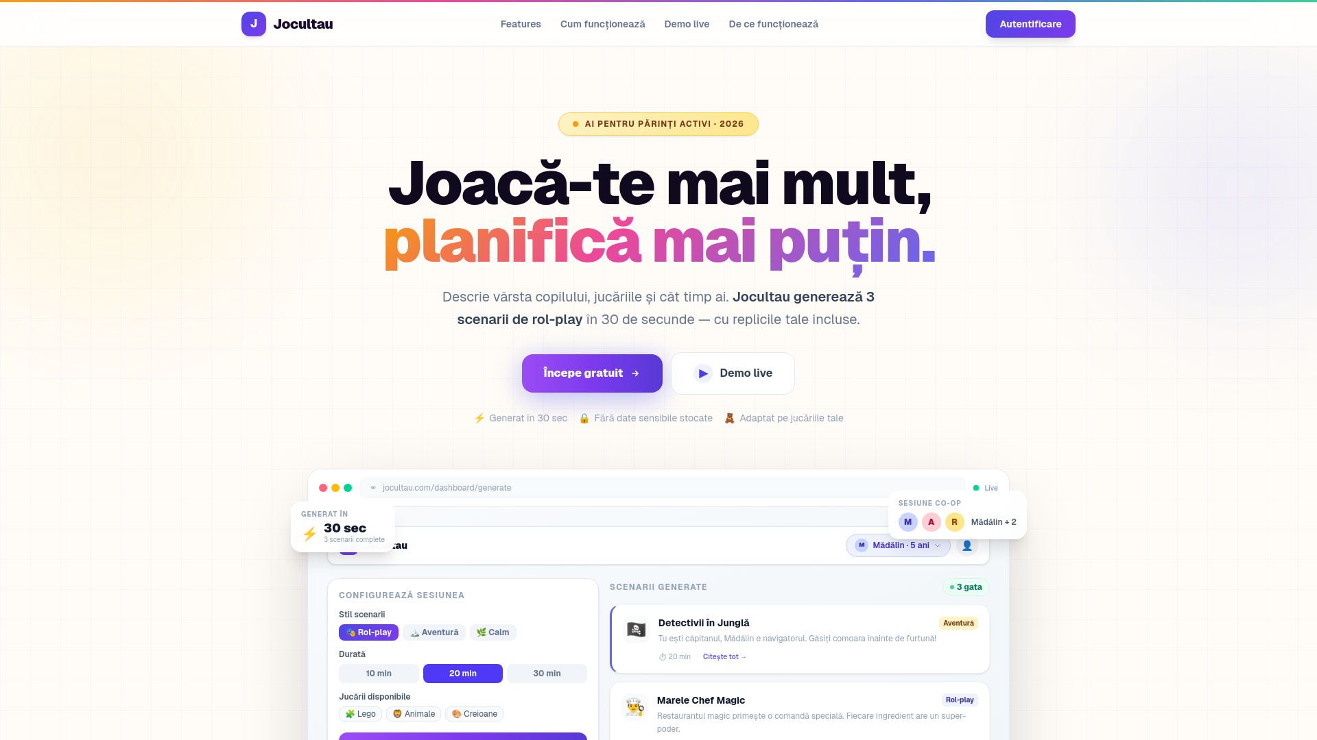 website screenshot of https://jocul-tau.ro/