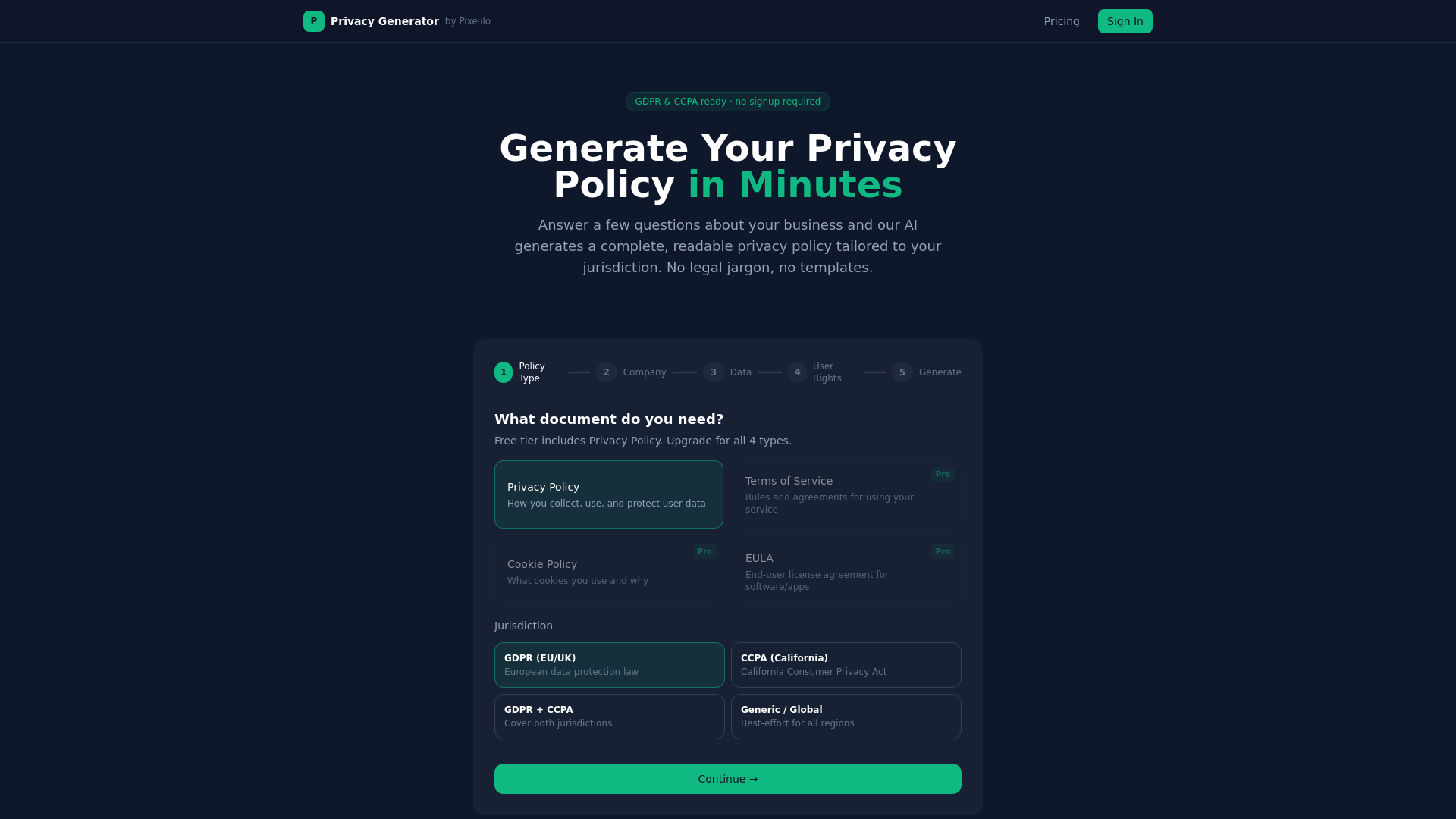 website screenshot of https://pixelilo-privacy.pages.dev/