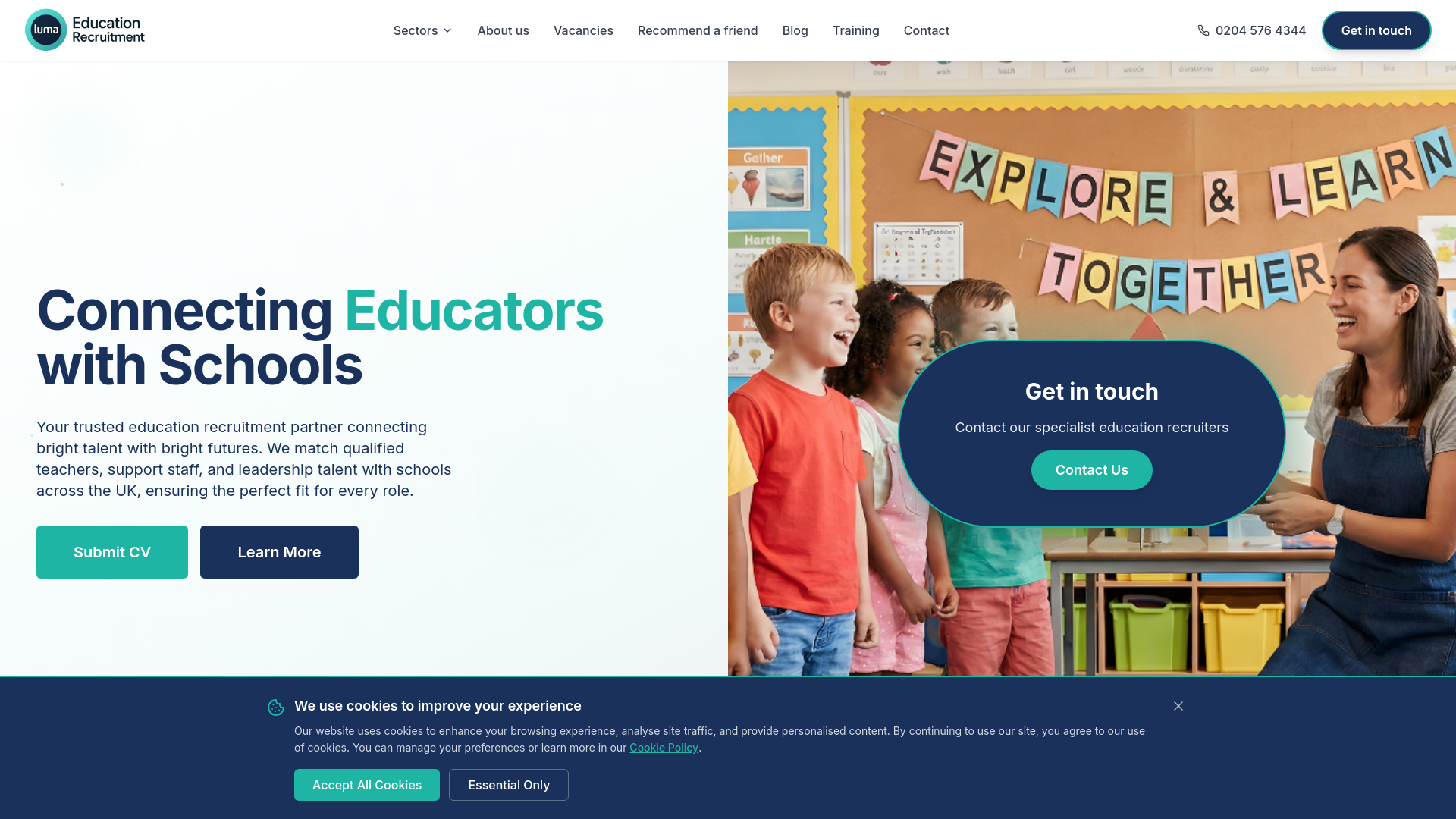 website screenshot of https://lumastaffing.co.uk/